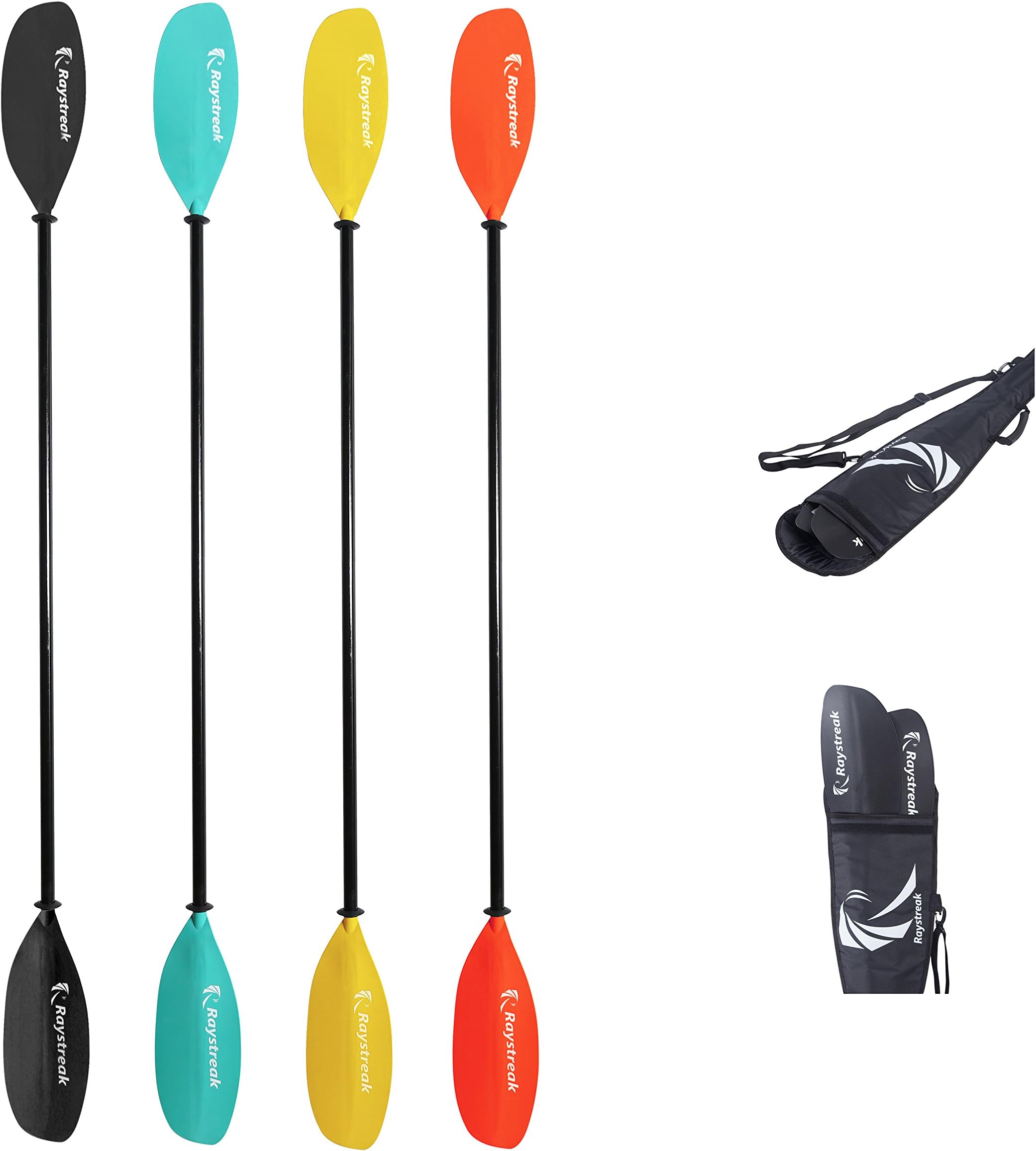 3-Piece Adjustable Fiberglass Kayak Paddle with Free Carry Bag| Boat Canoe Kayak Oar with Black/Blue/Red/Yellow Available |Canoe Boat Paddle