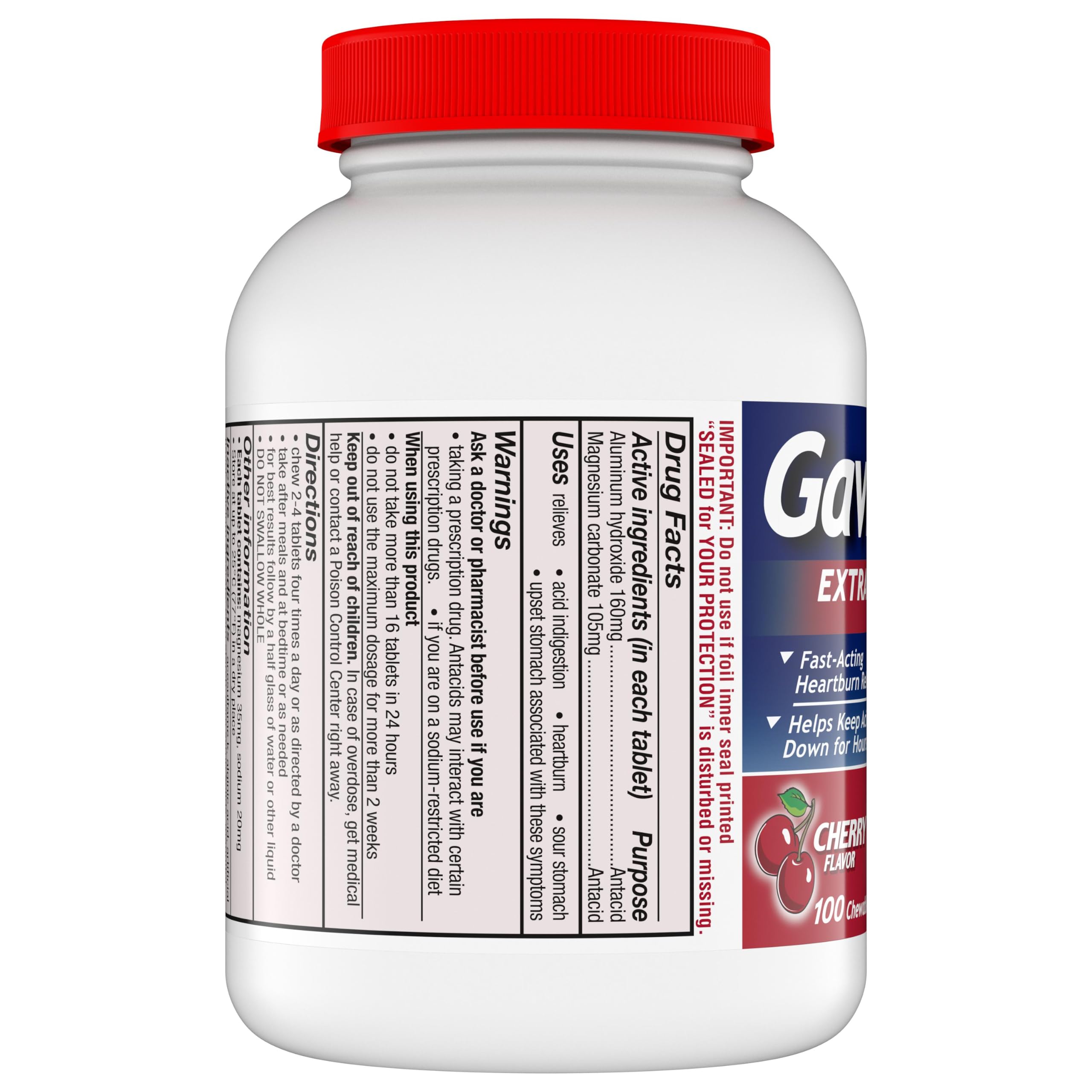 Gaviscon Extra Strength Cherry Chewable Tablet For Fast-Acting Heartburn Relief, 100 Count — Amazon image 9