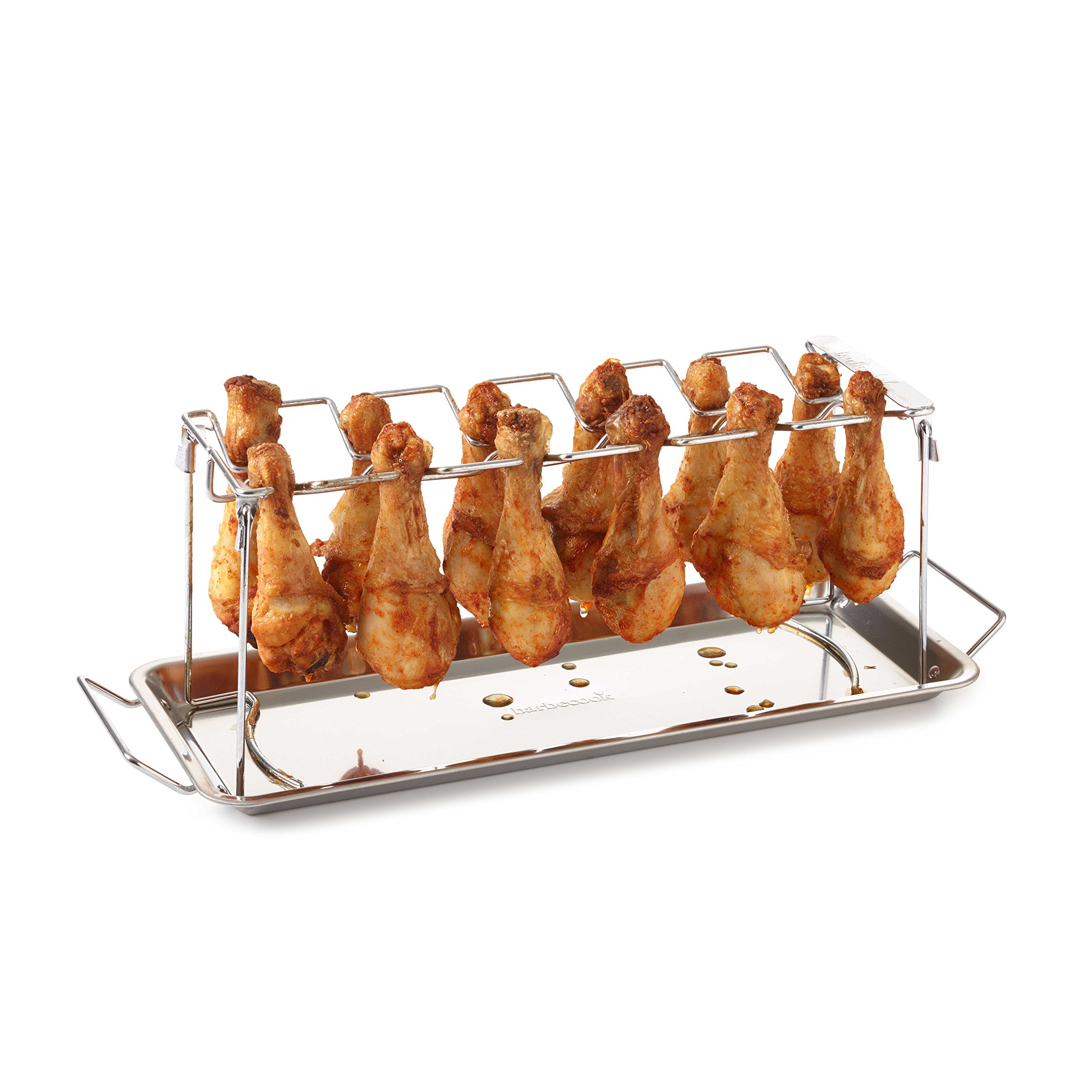 Hähnchenschenkel-Halter Grill-Zubehör Halterung Edelstahl für 12 Hähnchen-Keulen perfekt gegrillte Chicken-Wings klappbar