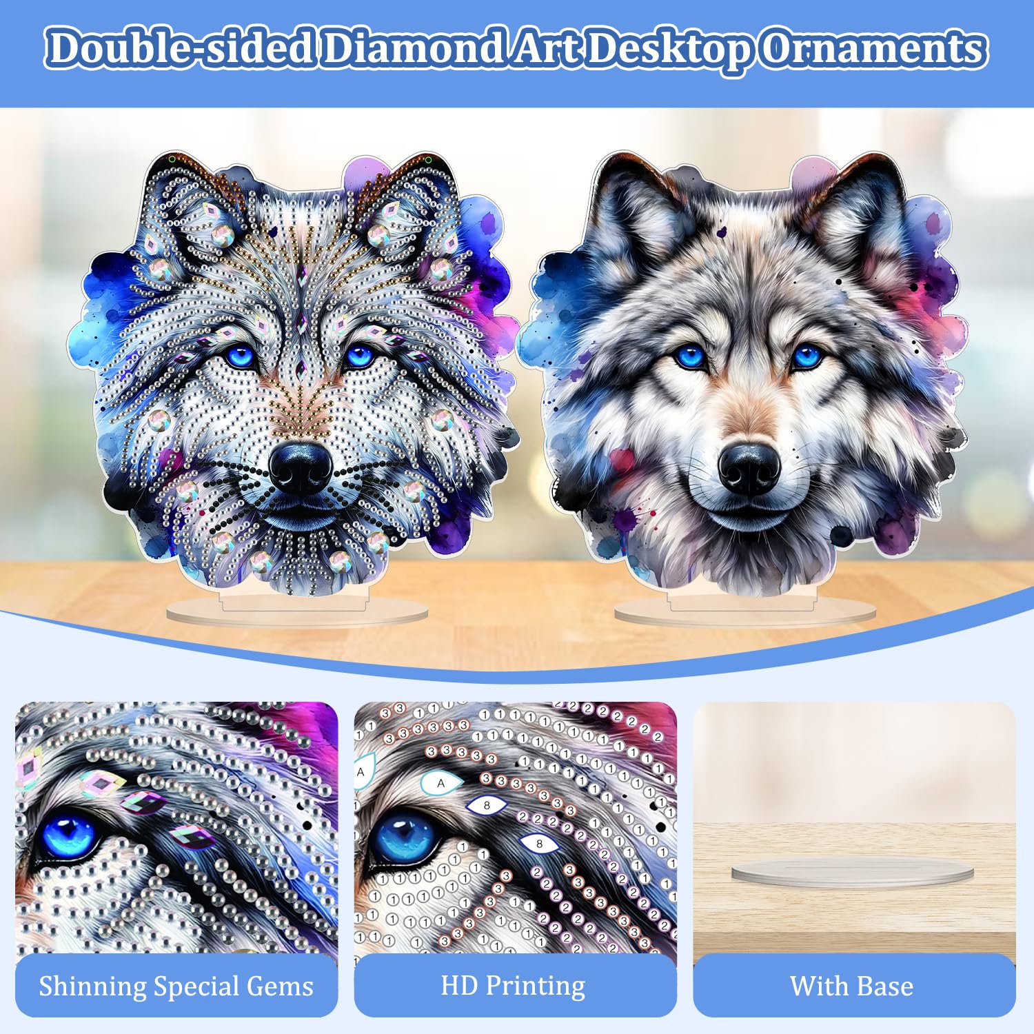 Lxmsja Diamond Art Wolf Desktop Ornaments - Image 2