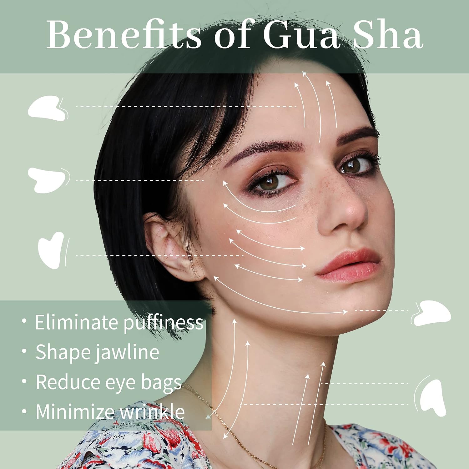 Rena Chris Gua Sha Facial Tools, Natural Jade Stone Guasha Board with Comb Edge, Body Gua Sha Scraping Massage Tool, Face Stone GuaSha Tool for Traditional Acupuncture Therapy