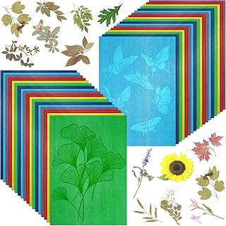 Colorful Cyanotype Papers, 36 Sheets Thick Sun Print Paper High Sensitive Nature Sun/Solar Activated Sun Printing Art Paper for Arts Crafts DIY Project, 6 Colors
