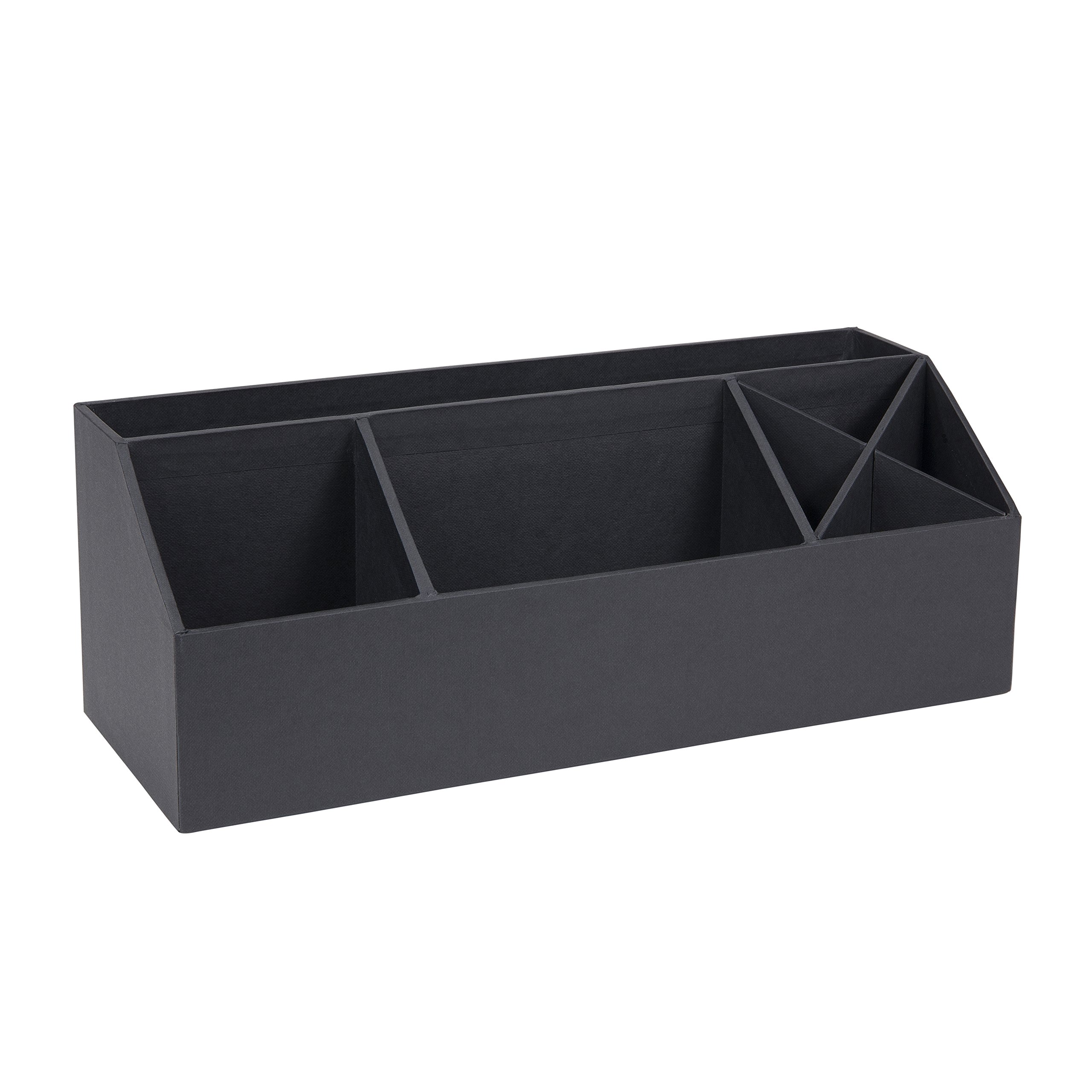 Bigso Box of SwedenElisa Fiberboard Multi Compartment Desktop Organizer, 4.9 x 13 x 4.9 in, Dark Gray