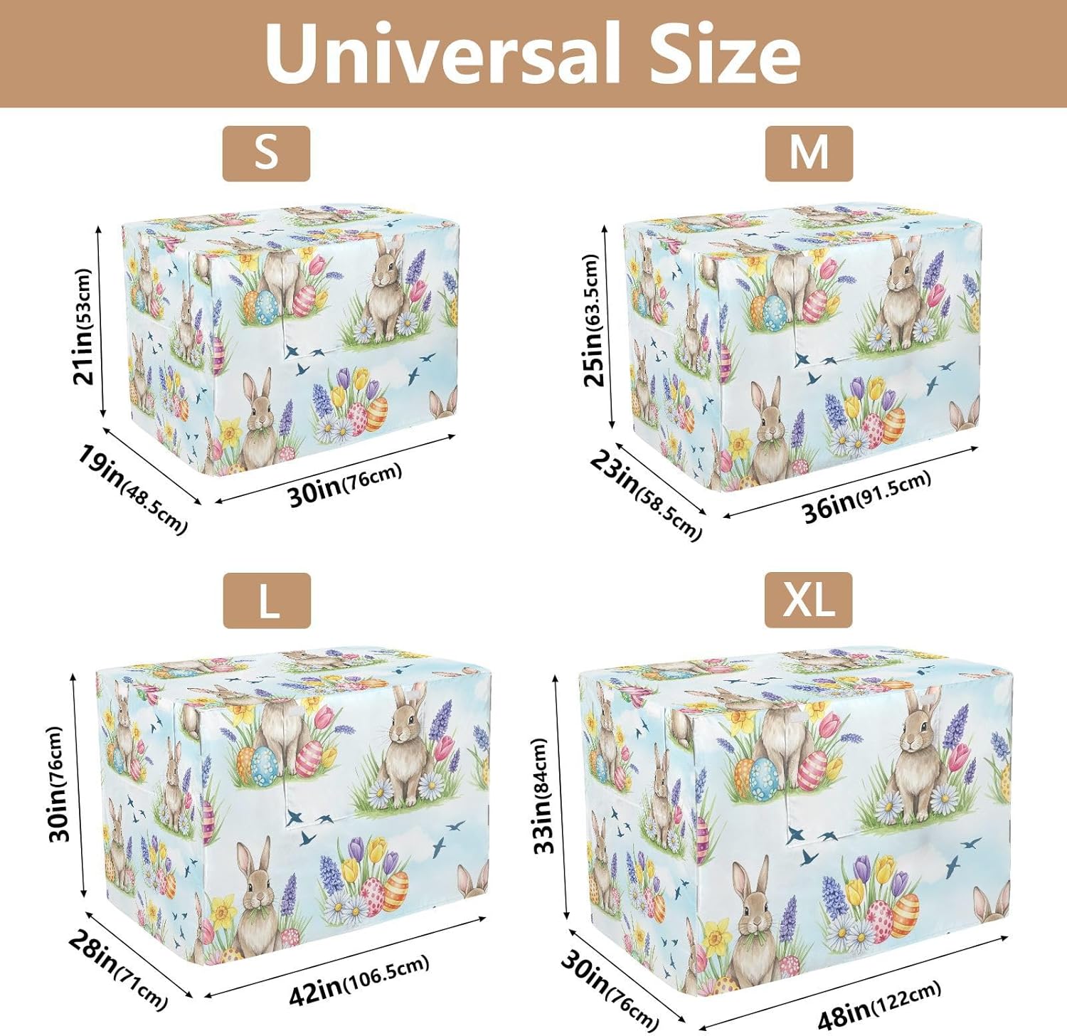 Watercolor Rabbits Spring Egg Pet Kennel Cover with Mesh Windows, Water-Resistant Dog Create Cover, Large