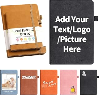 Personalized Password Book with Alphabetical Tabs, Free Engraving Your Text Logo Image On The Cover, Password Notebook for Internet Website Address Log in Detail Custom Password Keeper for Home,Office