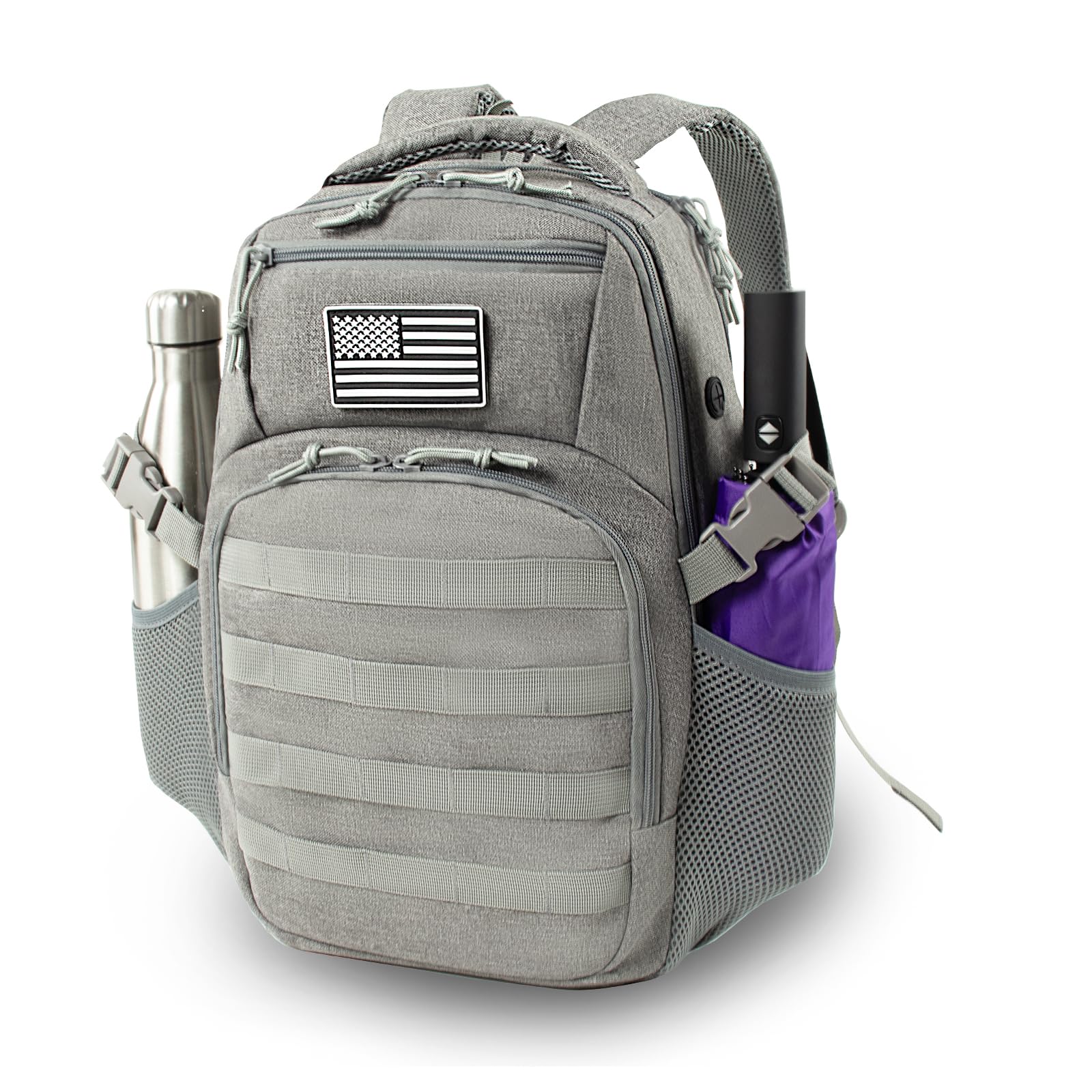 RooPoke 25L Military Travel Laptop Backpack 15.6-inch Backpack For Women Business Carry On Flight Approved Small Grey Backpack Bug Out Bag Work Gym