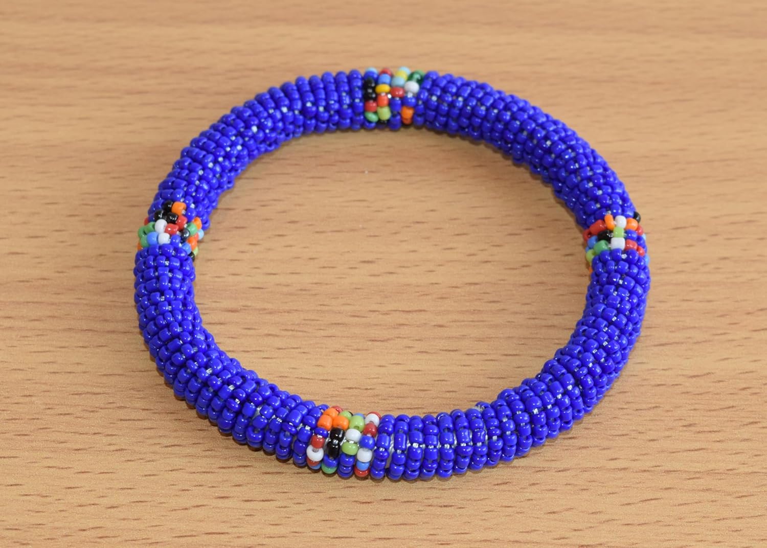 Tembo Crafts Africa - Handmade Bangle - Maasai Beaded Bracelet - Navy Blue - Handmade From Africa, KB69 - Image 2