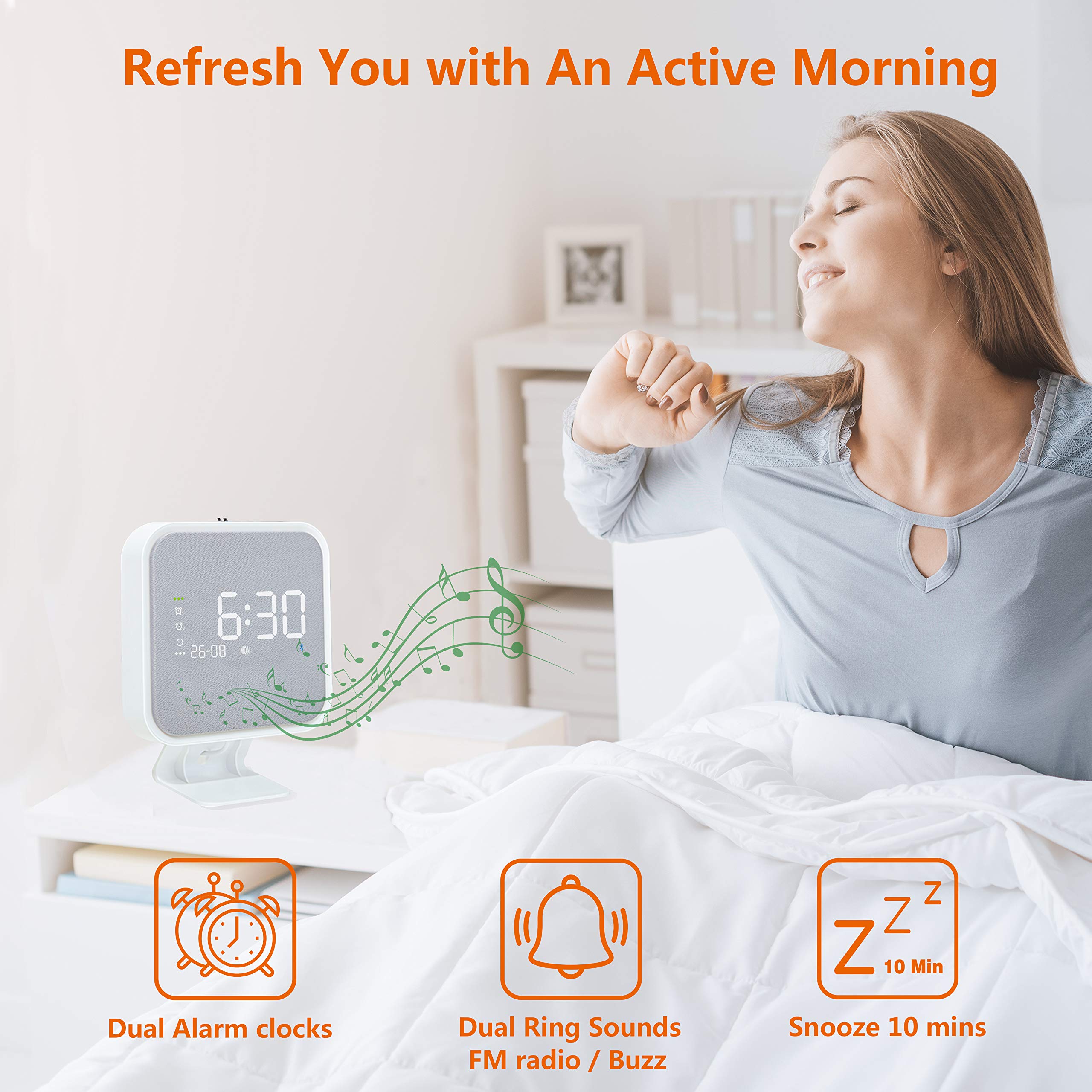 KEiiD Alarm Clock Radios Speaker Wall Mountable with FM Radio Bluetooth