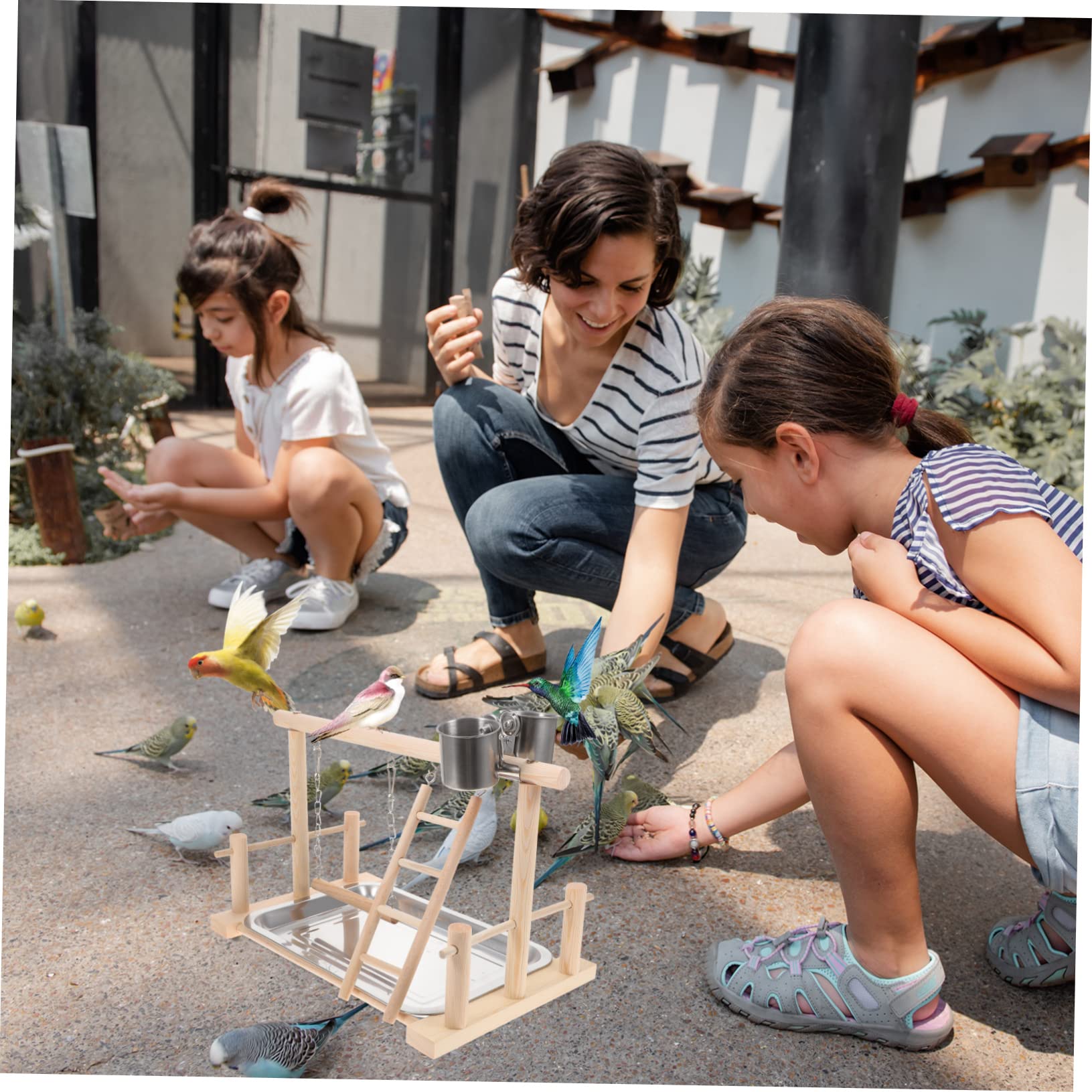 BESPORTBLE 1set Gioco Per Uccelli Legno Con Perch e Accessori Centro Attività Per Pappagalli Trespolo Per Cockatiel e Parakeet Stimolante e Divertente