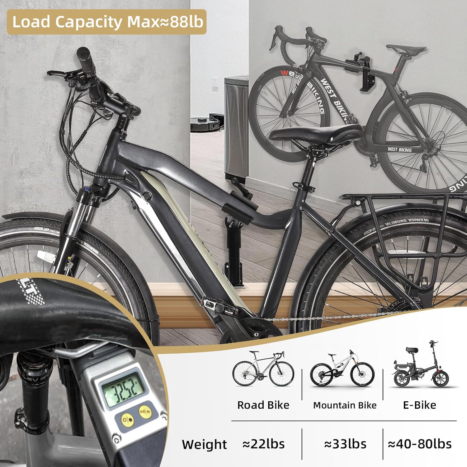 2 en 1 Support Velo Mural, Pied Atelier Velo, Montage Mural et Établi Stable, Rotatif à 360°, Capacité 40kg pour VTT et Vélos de Course pour Entretien et Réparation Bicyclette