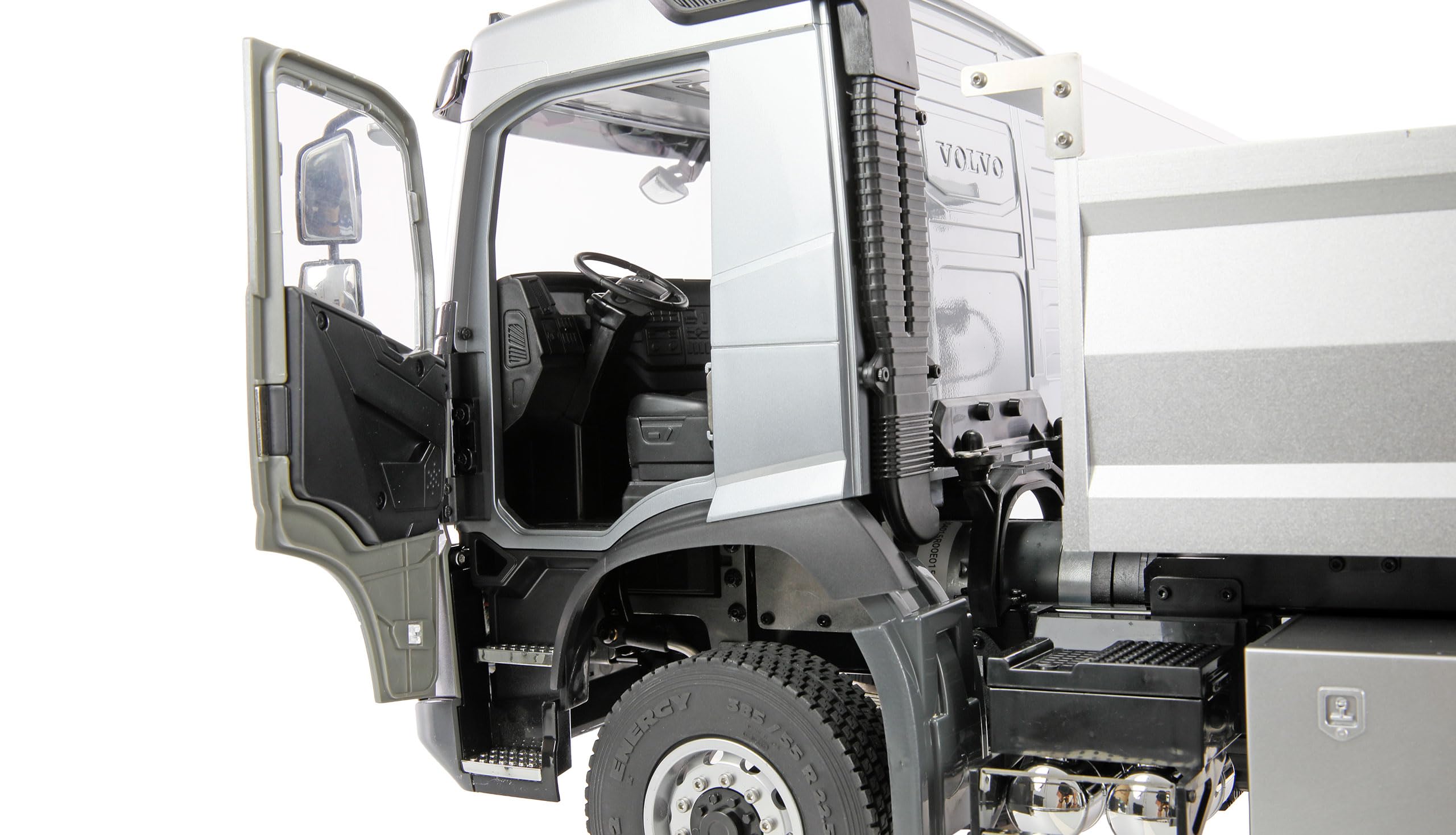 Volvo FMX E015 wywrotka licencyjna ciężarówka 6x4 1:14 RTR srebrna zdalnie sterowana