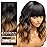 Nnzes Short Wavy Wig with Bangs for Women Shoulder Length Bob Curly Women\'s Charming Synthetic Wigs with Natural Wavy Black To Brown Heat Resistant Hair for Daily Party Use