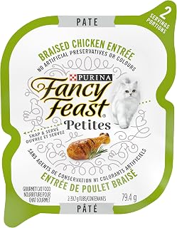 Fancy Feast Petites Wet Cat Food, Braised Chicken Entrée Pate - 79.4g Tray (12 Pack), Brown