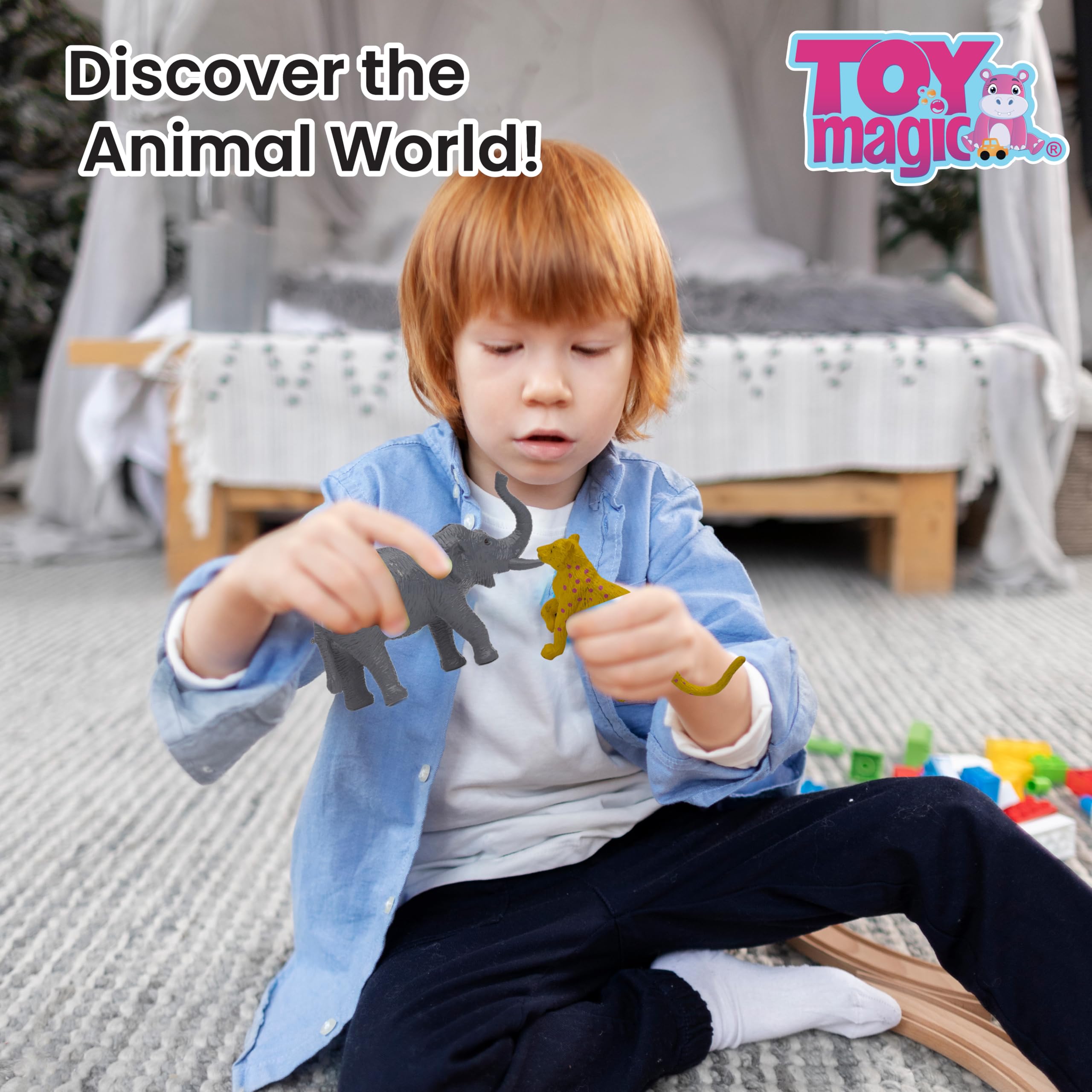 ToyMagic Animal Set 58Pcs | Includes 50 Realistic Animal Figurines and Accessories | Perfect for Educational Play and Imaginative Adventures | Ideal for Kids Aged 3 and Above 1