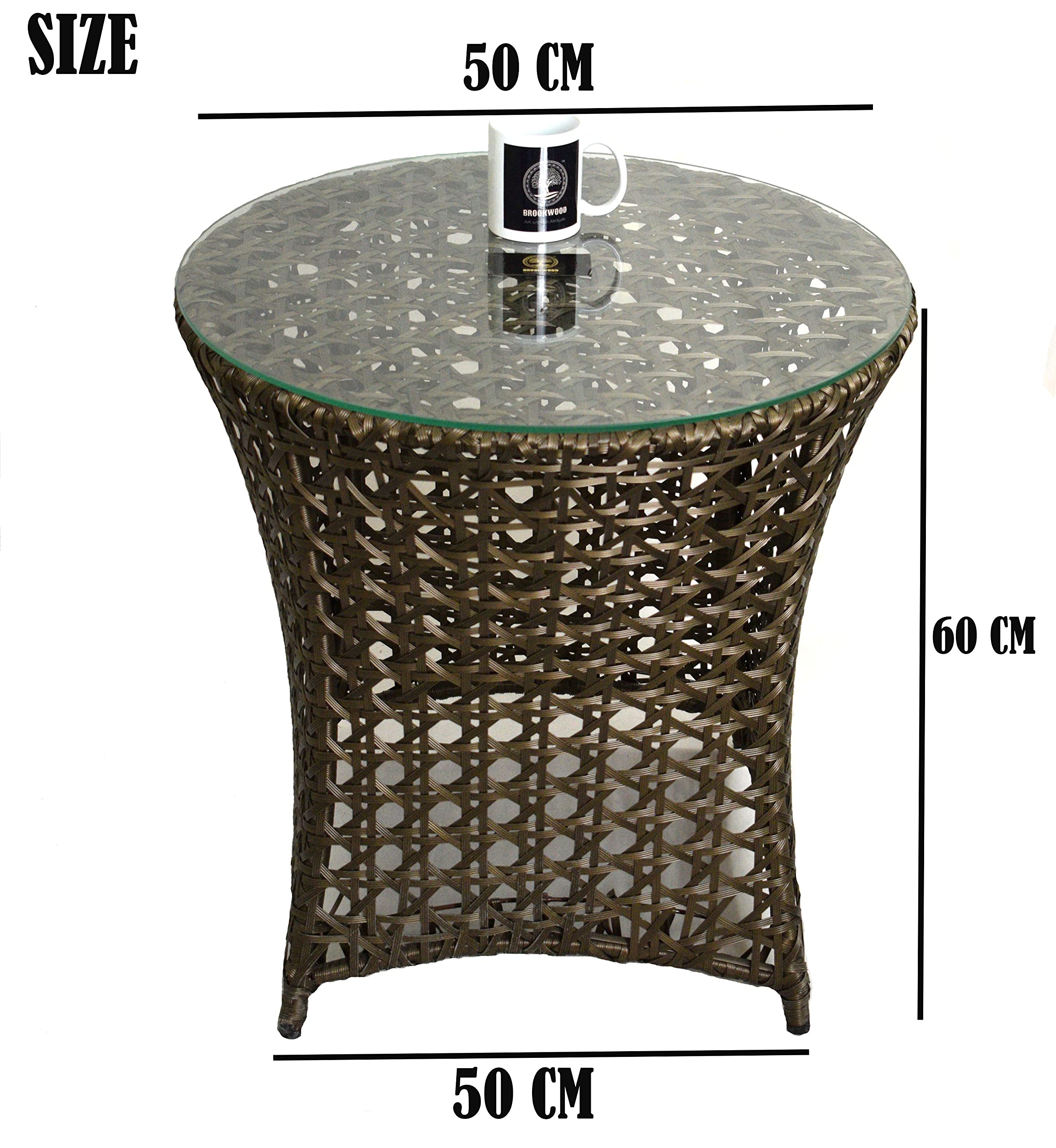 Brookwood - Outdoor Balcony Patio Wicker Furniture Table Without Glass - Golden 2