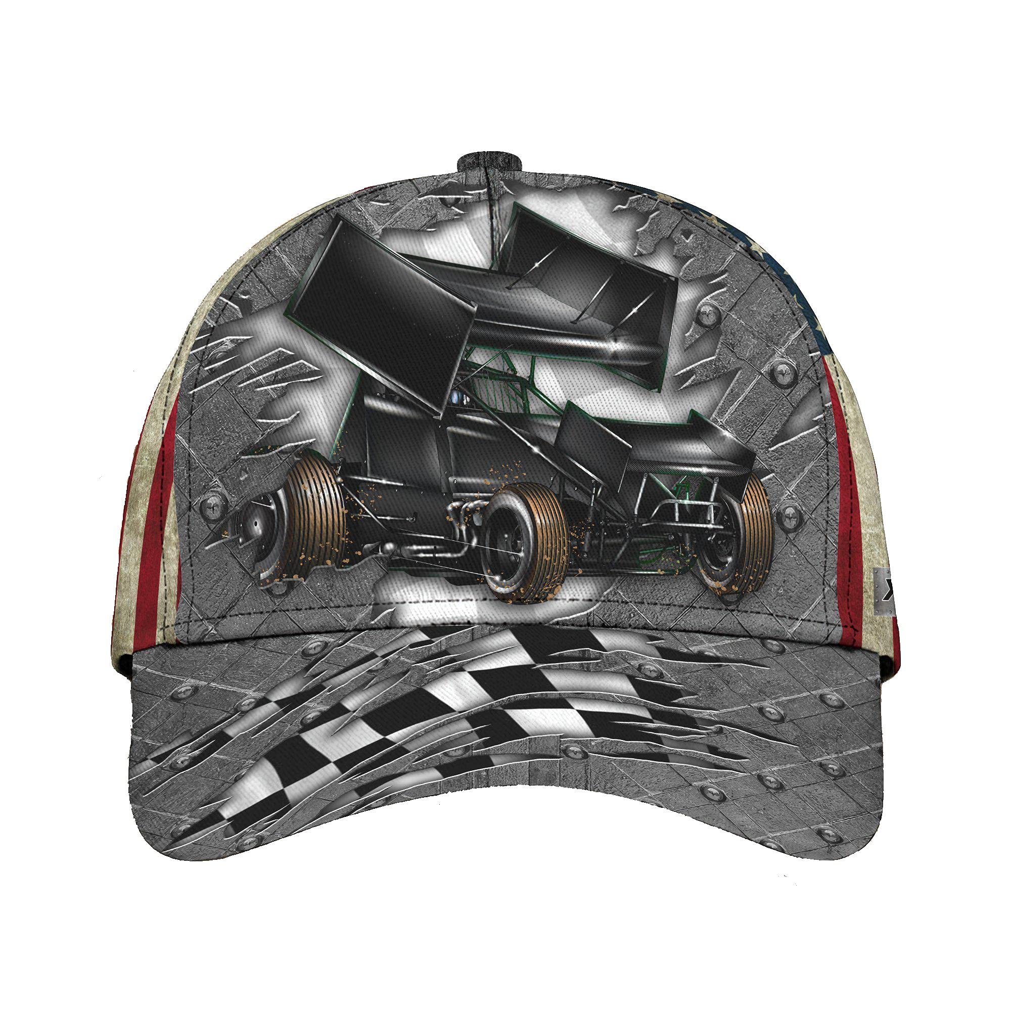 Personalized Name 3d Printed Unisex Cap Hat Sprint Car Racing