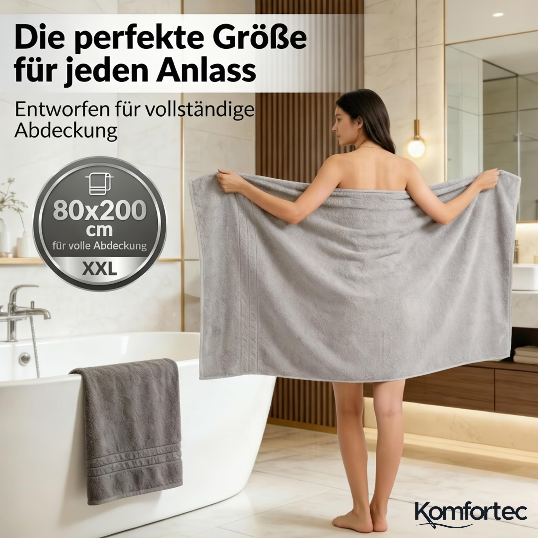 Komfortec 2er Saunahandtuch Set 80x200 cm – Bild 2