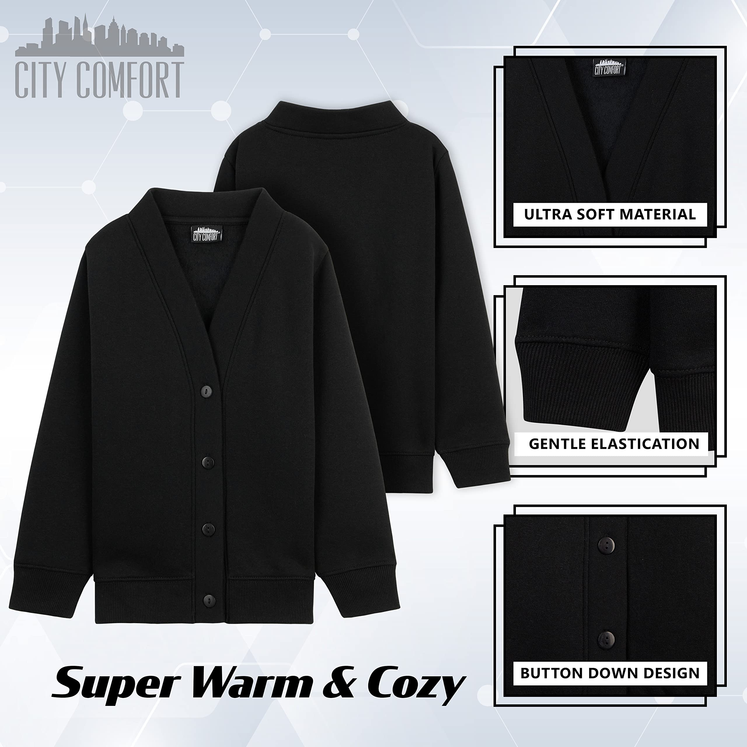 CityComfort Cardigan Niños, Chaleco Niño de Punto, Jersey Niño Negro Azul Marino, Prendas de Punto para Niños Moda Uniforme Ropa para Niños 3-14 Anos Multipack de 1 ó 2 Unidades