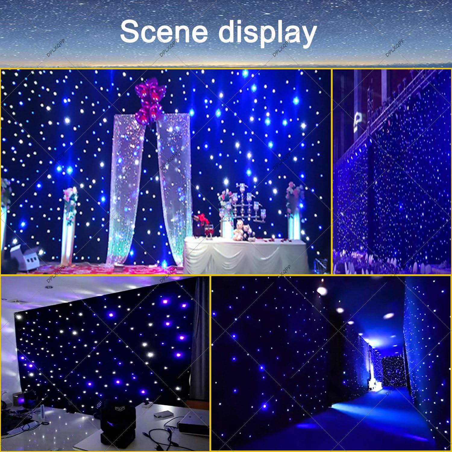 Fondale notturno stellato in velluto resistente per fotografia professionale, eventi di club, feste di compleanno e atmosfera romantica, luci LED a risparmio energetico, 4 m x 7 m