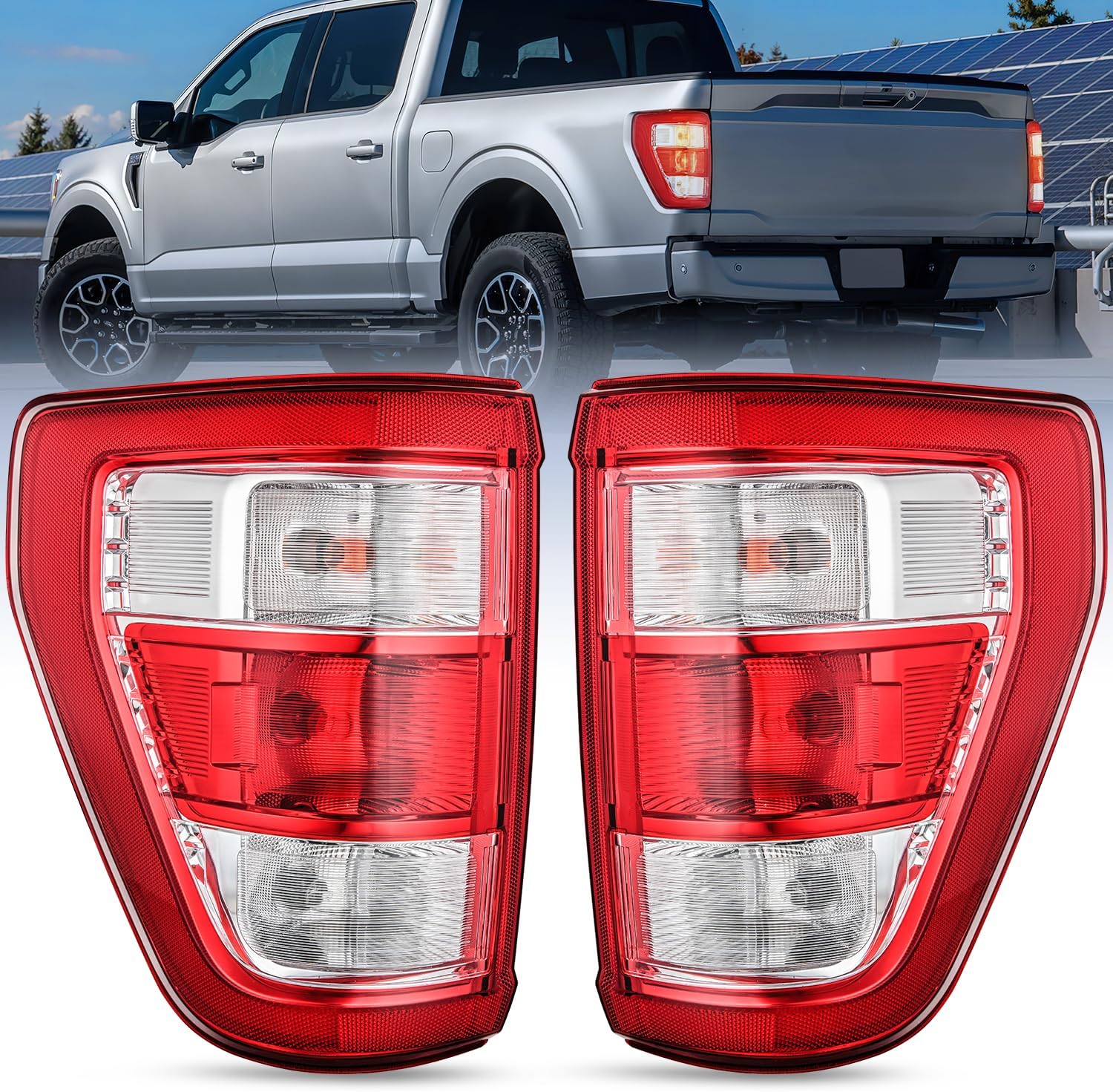 Nilight Taillight Assembly Compatible with 2021 2022 2023 Ford F150 XL Non Blind Spot Model Tail Light Halogen Type Rear Lamp Replacement OE Style Driver and Passenger Side