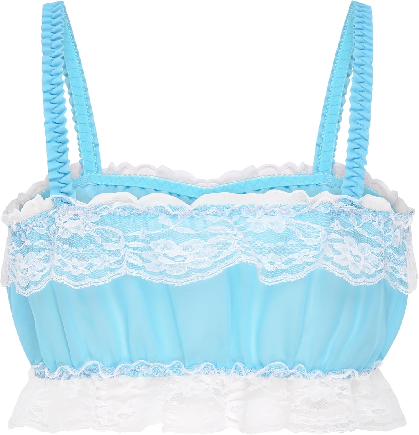 Satini Sissy Frilly Lace Fitted Chiffon Sheer Lingerie Bralette - Image 4