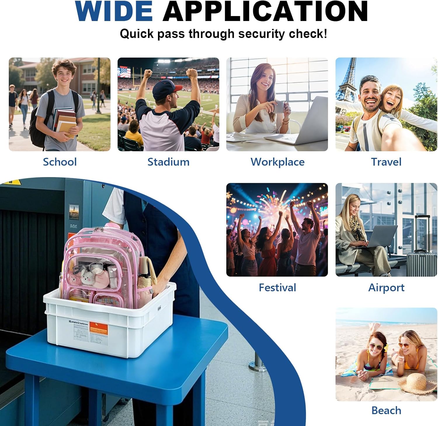 Clear Backpack for School,Heavy Duty PVC Transparent Bookbag for Stadium Events, Girls See Through Back Pack Fits 15.6 inch Laptop for Women Work Travel - Image 7