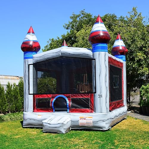 Miniatura 4 de JumpOrange Casa inflable de titanio de grado comercial de 13 x 13 pulgadas para niños y adultos (con soplador), aro de baloncesto, para interiores y