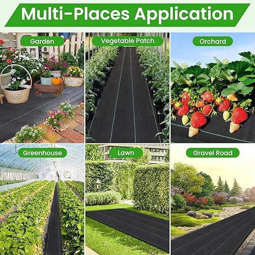 Miniatura 6 de Tela de barrera de malezas, 6 x 300 pies, tela de geotextil tejida resistente de 3.2 onzas, alfombra de cubierta de suelo de alta permeabilidad,