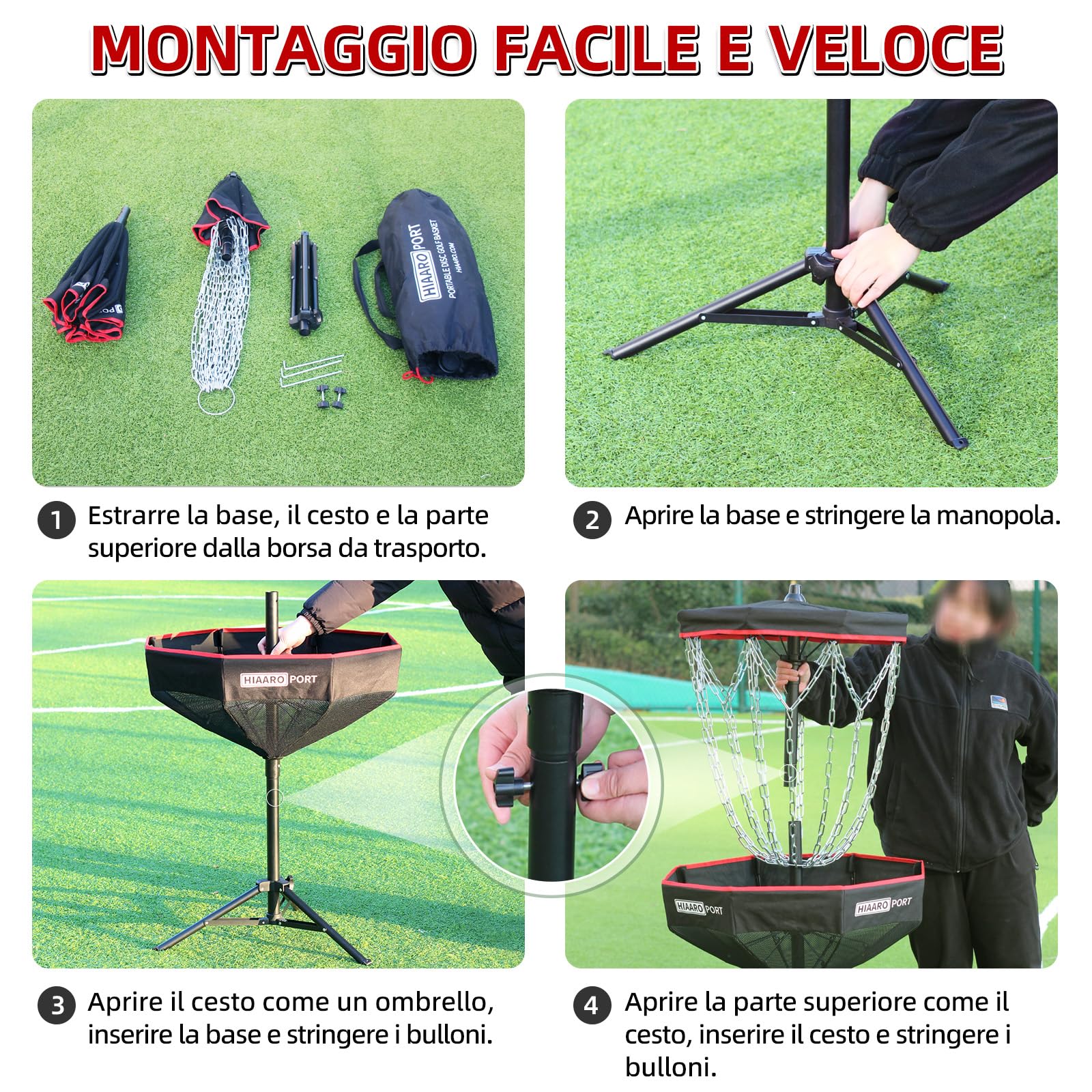 Cestino da golf portatile a disco con 16 catene resistenti, bersaglio pieghevole da golf frisbee con borsa per il trasporto per esercitarsi