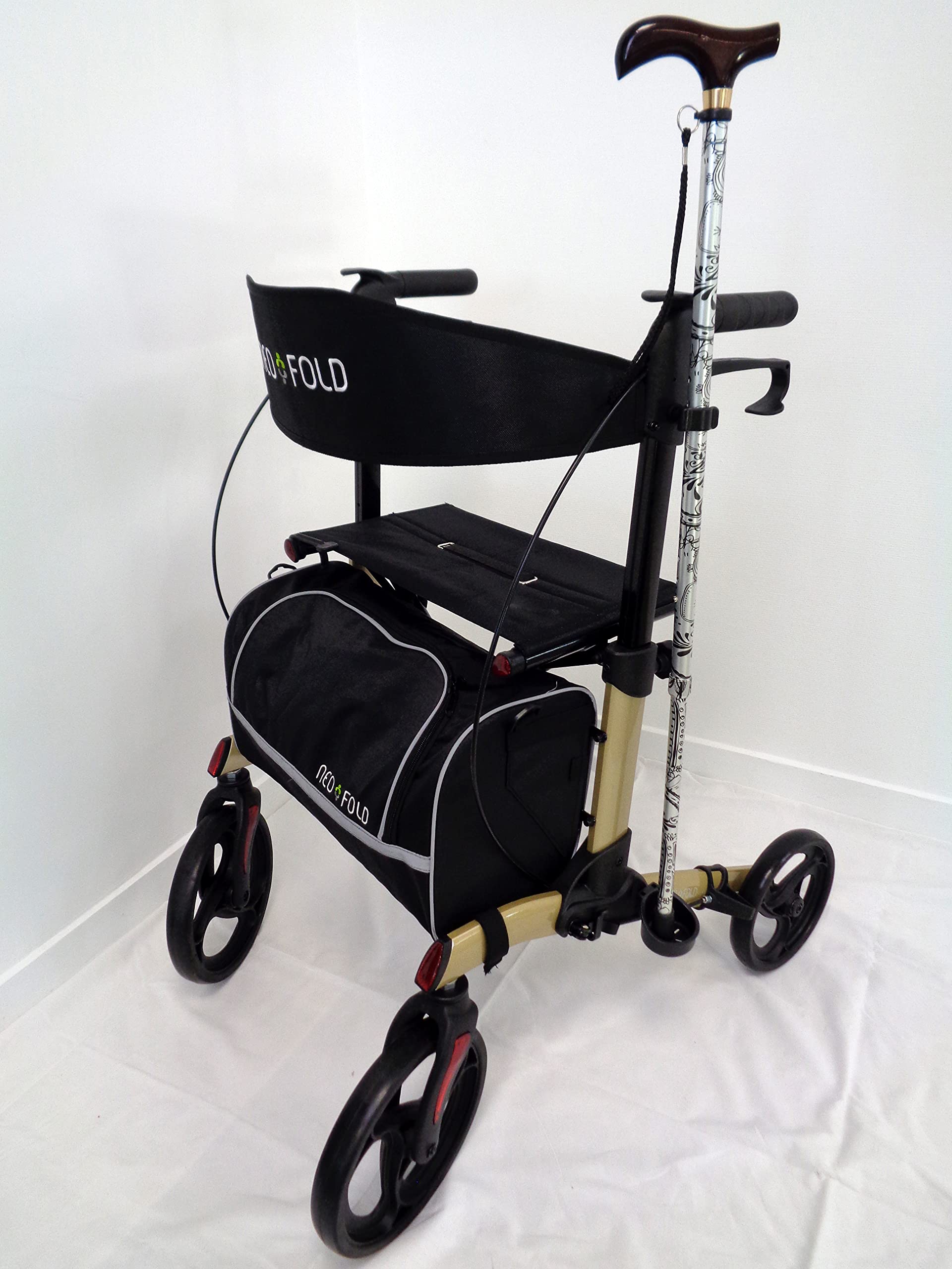 Identidades, Rollator Neo Fold Evolution, Respaldo Cómodo, Bolsa Incluida, Frenos Eficientes, Maniobable y Estable, Ruedas Anchas, Plegable con Válvula de Seguridad, Ligero, Transportable Color
