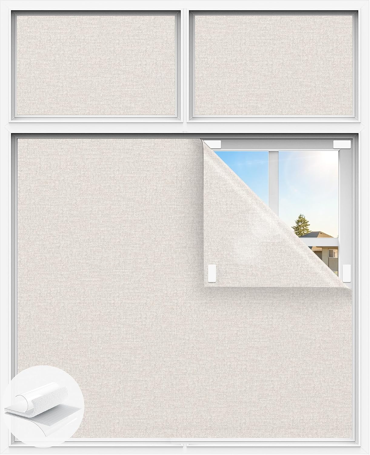 Linen Blackout Curtains for Bedroom, 39" x 58" Portable Blackout Blinds