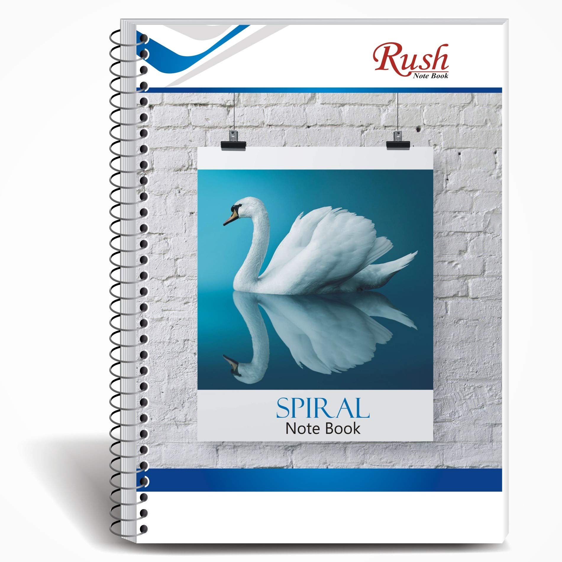 RUSH NOTE BOOKS Lot de 4 cahiers à spirales lignés 300 pages Format A4