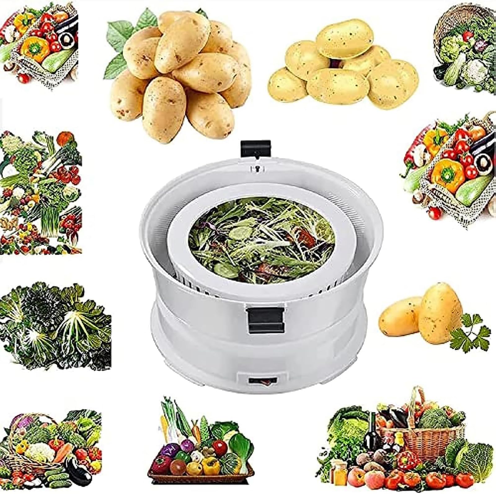 Elektryczna obieraczka do ziemniaków, automatyczna obieraczka do ziemniaków, jabłek, gruszek – pojemność 1 kg, szybkie obieranie w ciągu 1 minuty, idealna do użytku domowego i komercyjnego