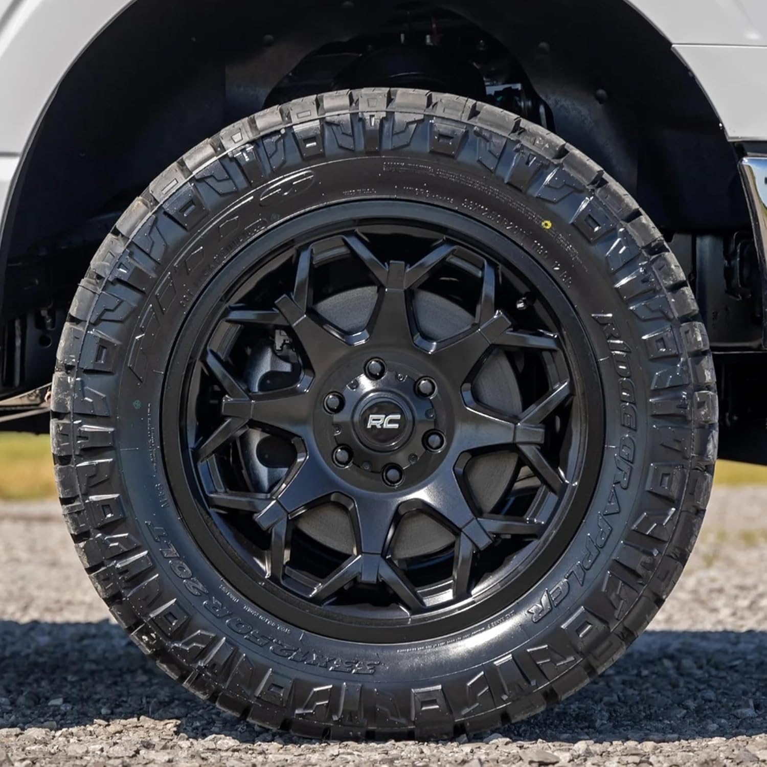 Rough Country 80 Series 20x9 Wheel - 6x135mm Bolt Pattern, 12mm Offset, One-Piece Aluminum, Semi-Gloss Black Off-Road Rim for Jeeps, Trucks, SUV