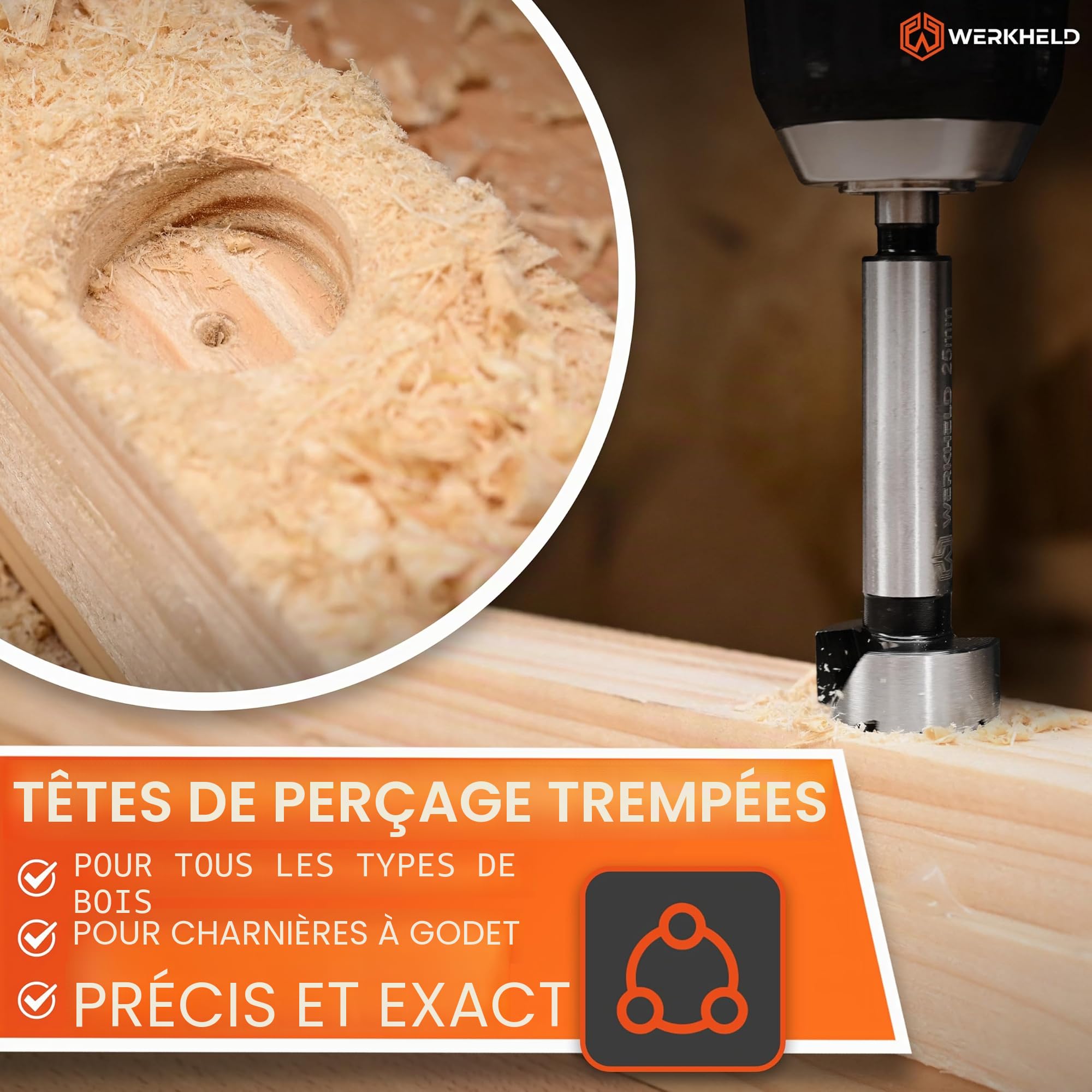 Jeu de mèches Forstner [précises & extra durcies] - 13 mèches différentes de 10 à 60 mm pour tous les types de bois [boîte de rangement incluse]