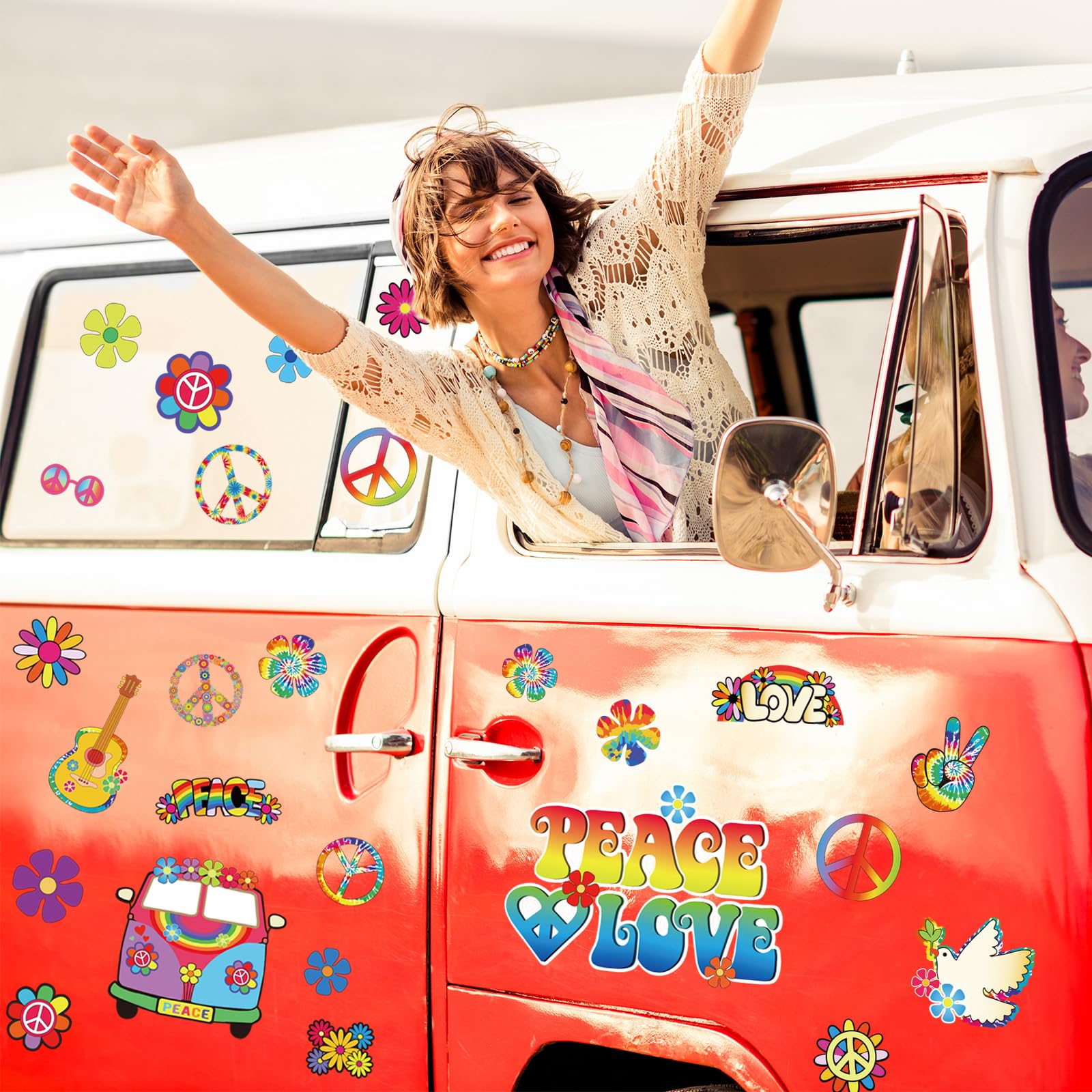 1960's Peace Sign Stickers - Retro Vinyl Decals For Inside Glass & Windows