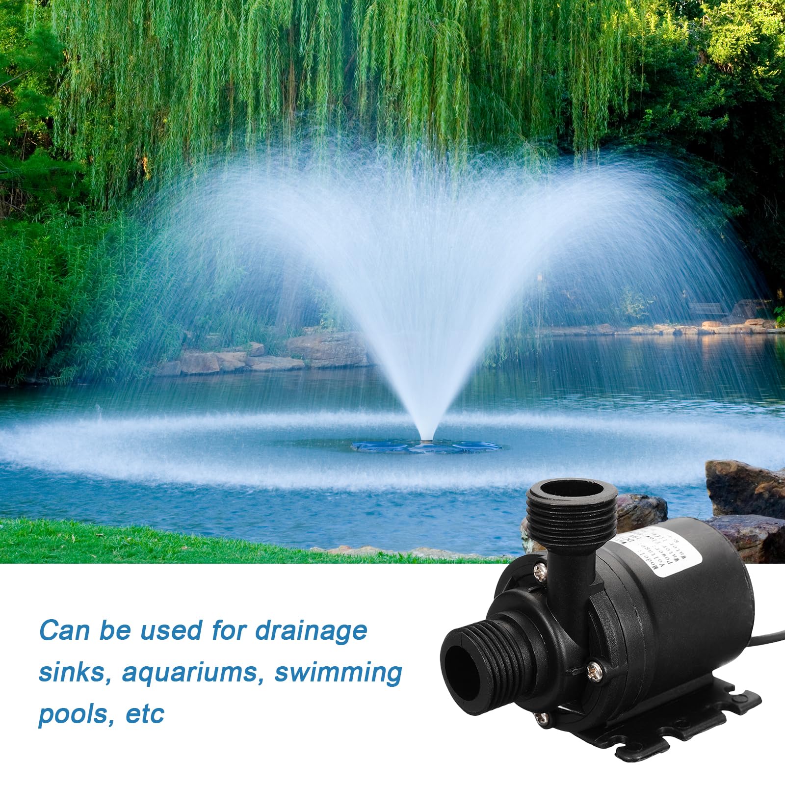 Pompe a Eau 12v, Mini Pompe à Eau Submersible Moteur Sans Balais 800l/h 5m, Pompes à Eau pour la Circulation de l'eau de la Piscine de Fontaine Solaire d'aquarium d'étang de Bassin