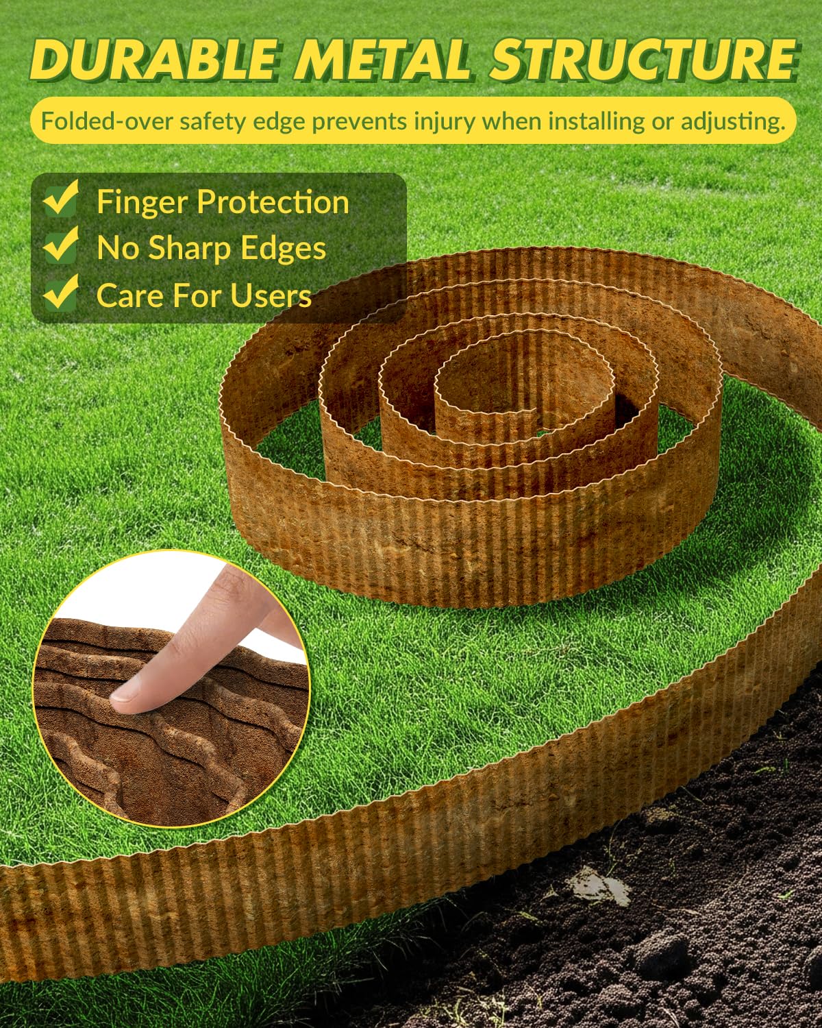 Velway Rasenkante Cortenstahl Gewellt 12,2m x 15cm | Flexible Beeteinfassung Metall Rostoptik, Dekorative Beetumrandung Beetbegrenzung Mähkante Garten, Rasen, Beete und Kieswege