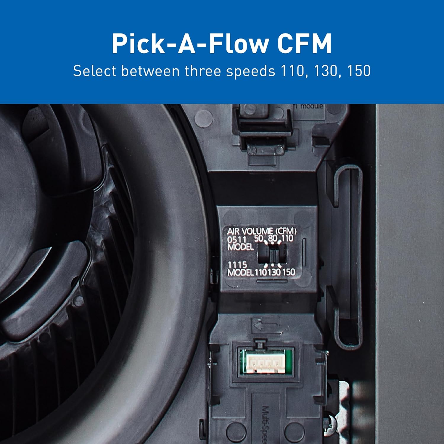 Panasonic WhisperGreen Select FV-1115VK2 Pick-A-Flow Airflow Selector 110, 130 or 150 CFM fan with ECM Motor, Standard Grille, Fan Only