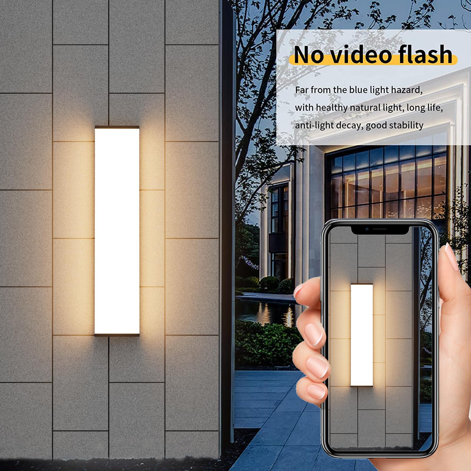 Modern LED Wall Light 23.6 inches,30W 3000K Interior Exterior Hardwired Long Wall Sconce with Acrylic Lampshade,IP65 Wall Lamp Light Fixture for Porch Garden Patio Garage(Black,1-Pack)