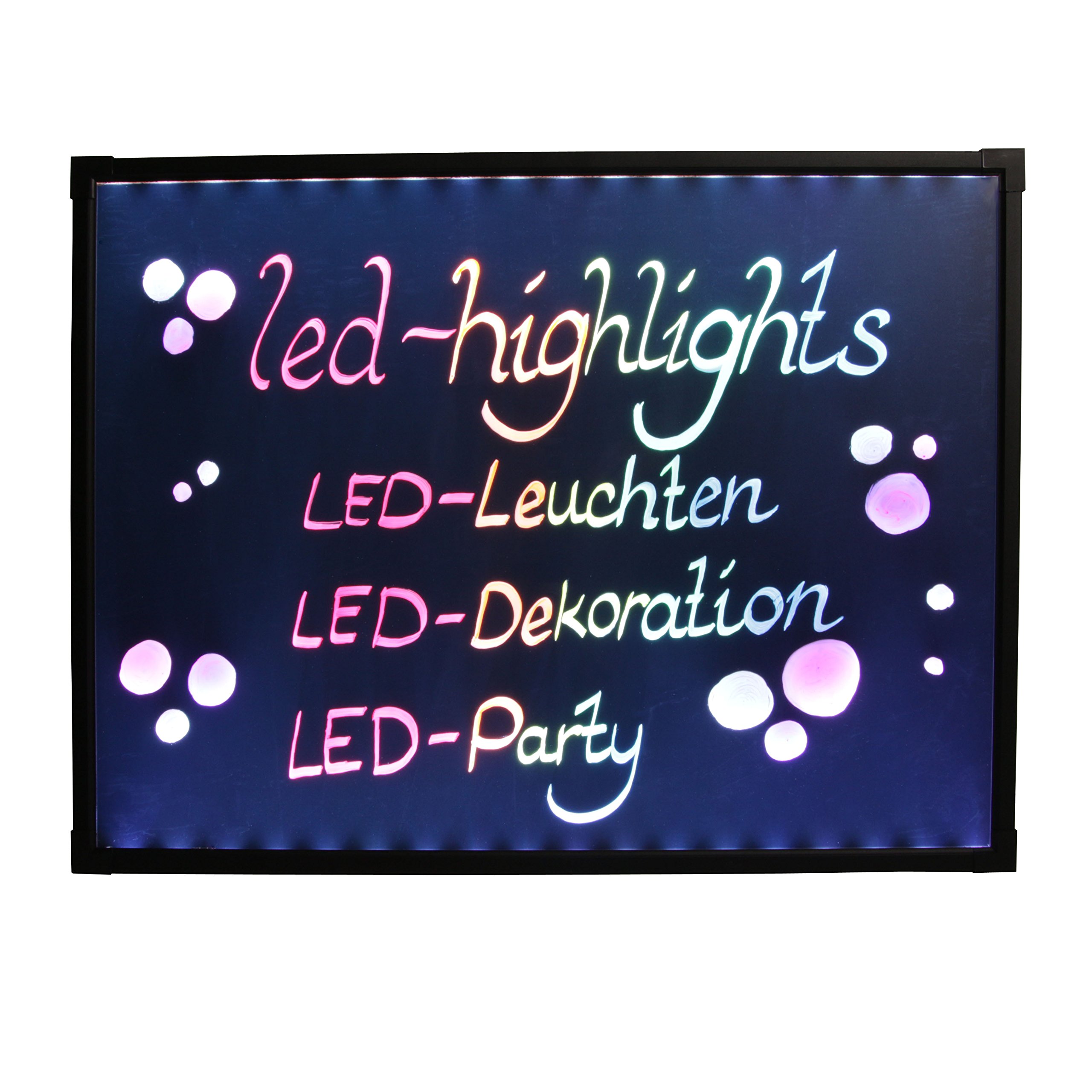 Deko Leuchtschild Reklame Tafel 80 x 60 cm Controller 7 Led Farben Leuchttafel Werbeschild 8 Neon Stifte Buchstaben Bunt Beschreibbar