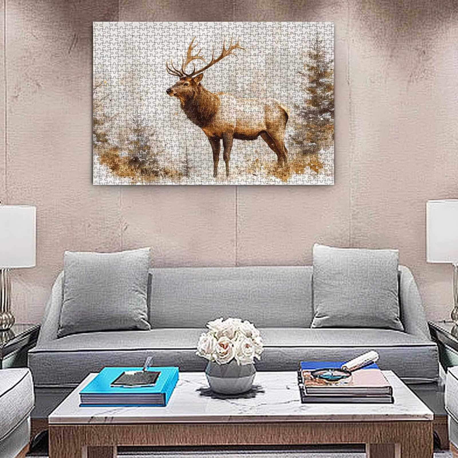 Puzzle dla dorosłych, 6000 sztuk, trudne drewniane puzzle, gra, gra logiczna, gra ręczna, dekoracja rodzinna, kreatywna rozrywka, prezent 105 x 179 cm jeleń zwierzęta 5 K0F139