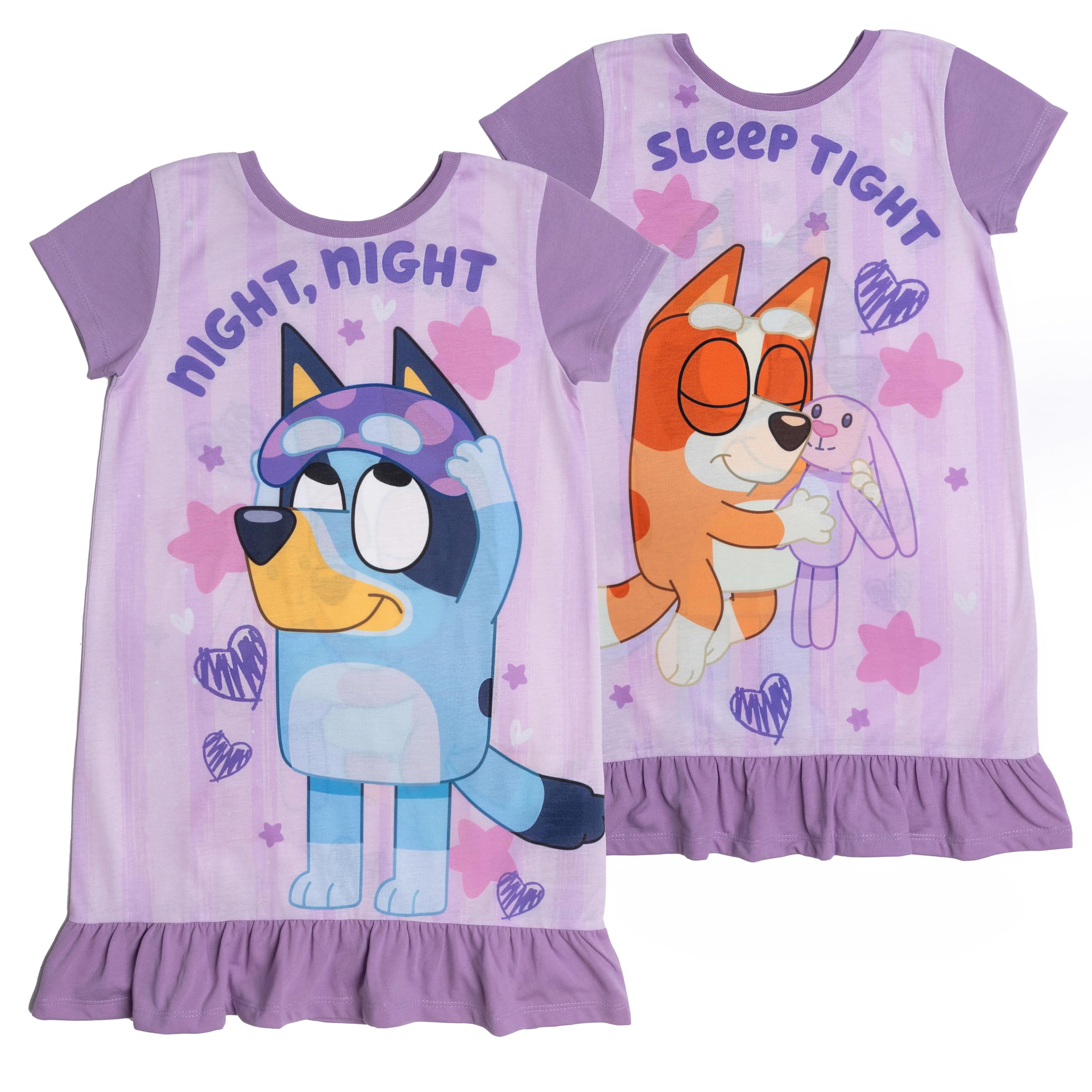 Bluey Girls Reversible and Bingo Nightdress Nightie Pyjamas 6-7 Years