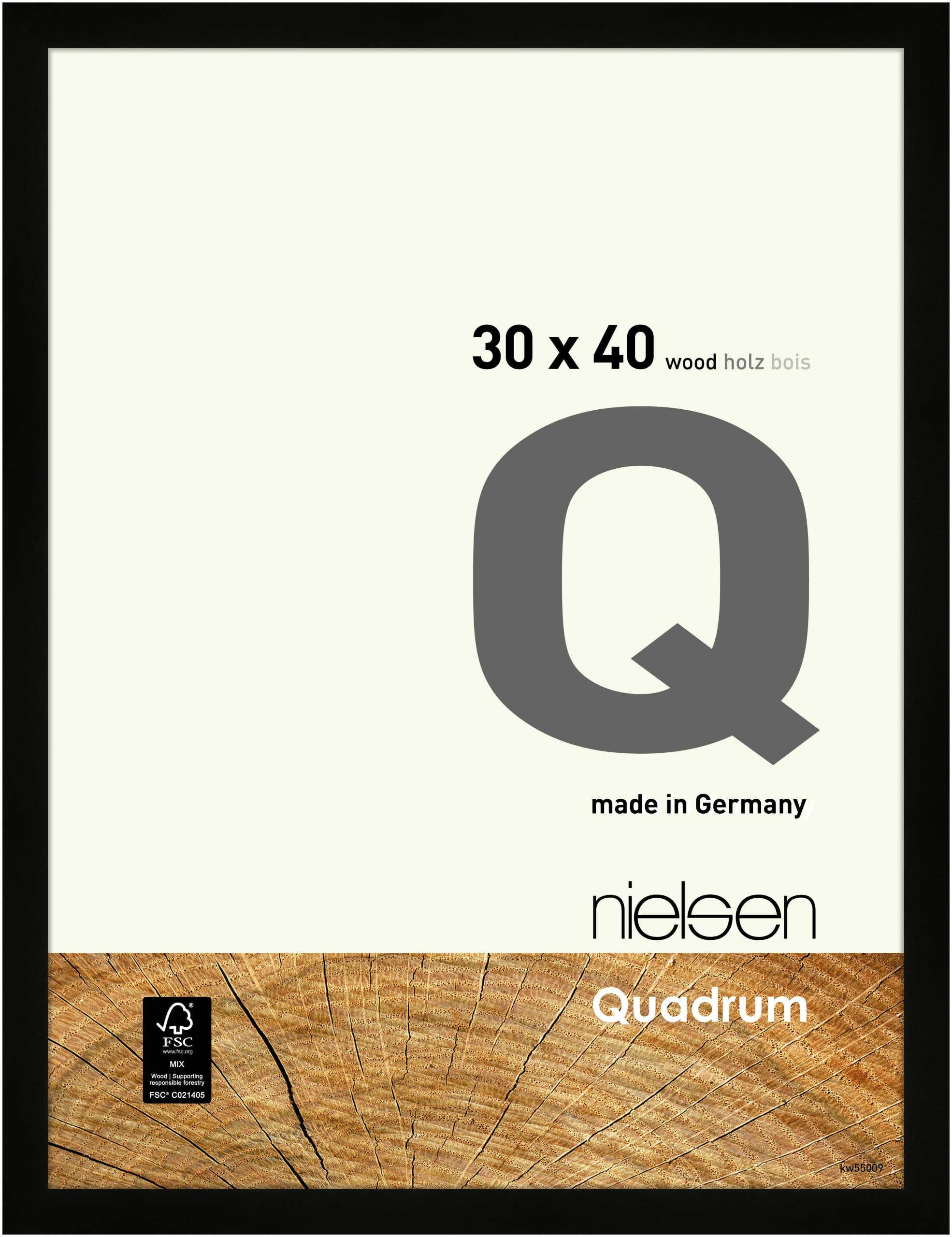 Nielsen  Quadrum Wooden Picture Frame With Glass Front - Black Veneered - 30 x 40 cm