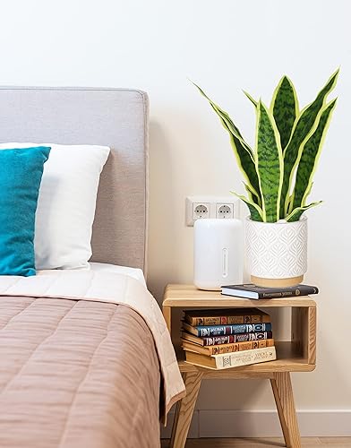 Miniatura 12 de Plantas artificiales de serpiente de 16 pulgadas con maceta de cerámica blanca Sansevieria, planta de serpiente falsa, planta sintética en maceta