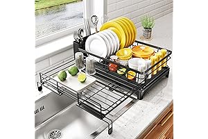 Extendable Dish Rack - Large Sink Dish Drainer for Kitchen Counter