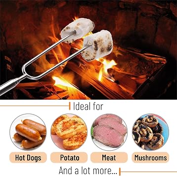 UNCO Marshmallow Roasting Sticks - 10 Pack, 45 Extendable Stainless Steel Campfire & Fire Pit Sticks for Marshmallows & Hot Dogs