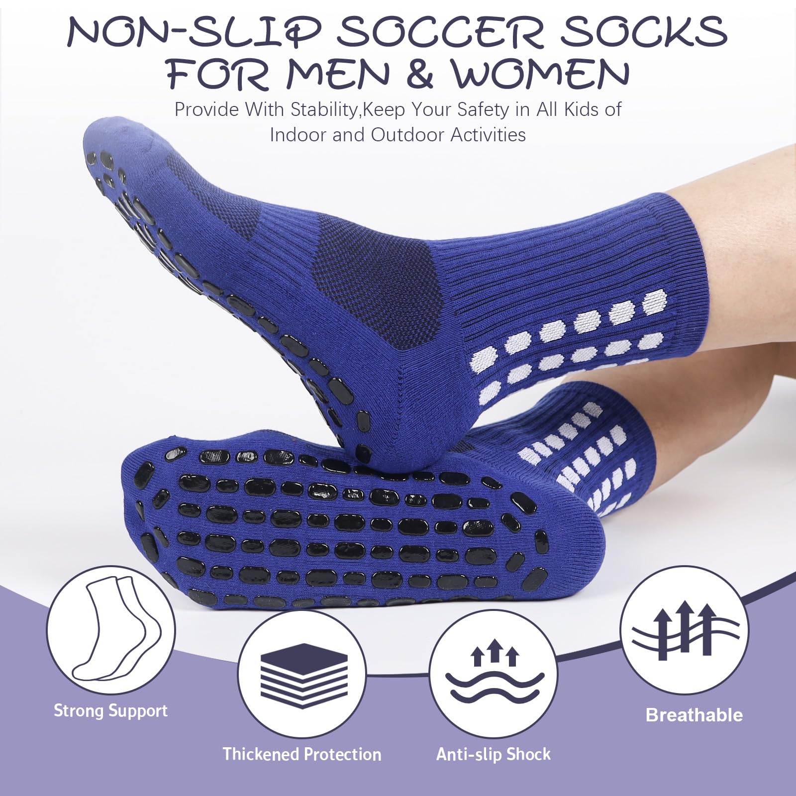 Barrlves 6 paia di calzini da calcio antiscivolo colorati per sport, calcio, basket, ospedale, yoga, calzini per uomo e donna