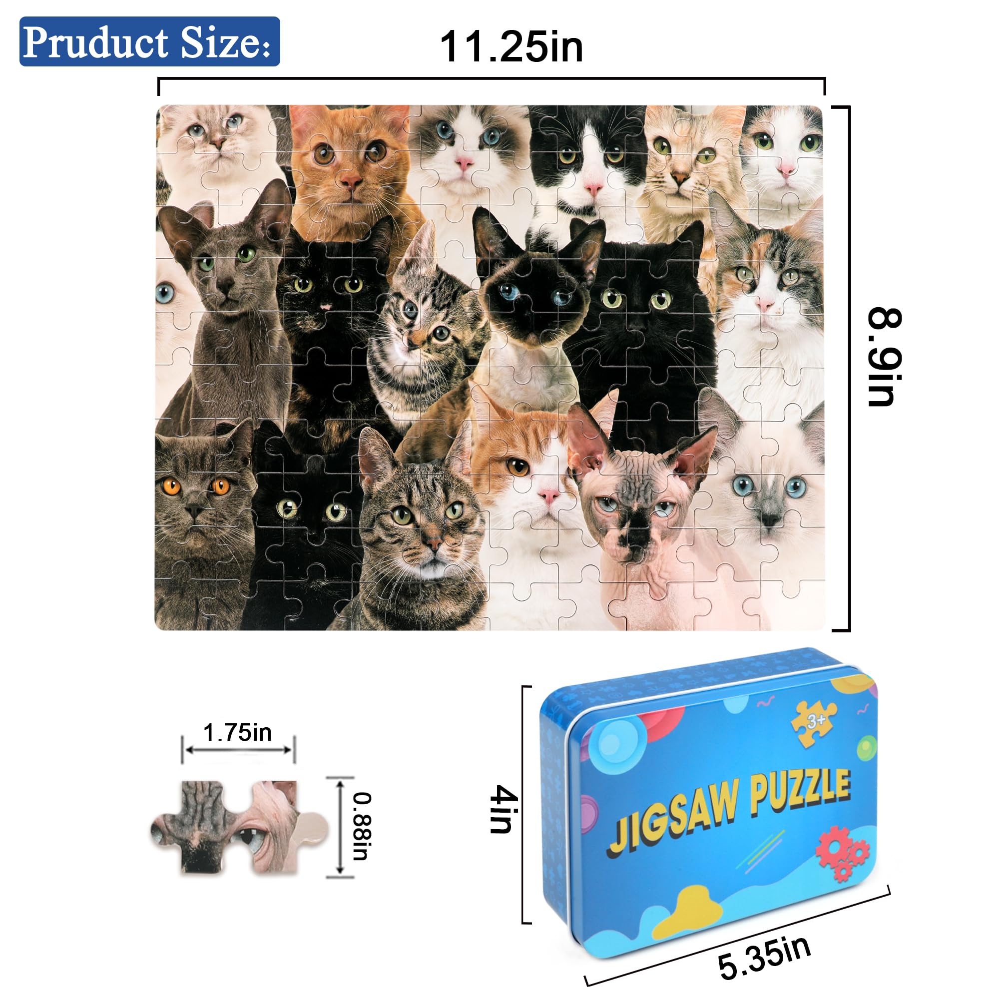 Amazon.com: LELEMON 100 Pieces Cute Cats Jigsaw Puzzle for Kids