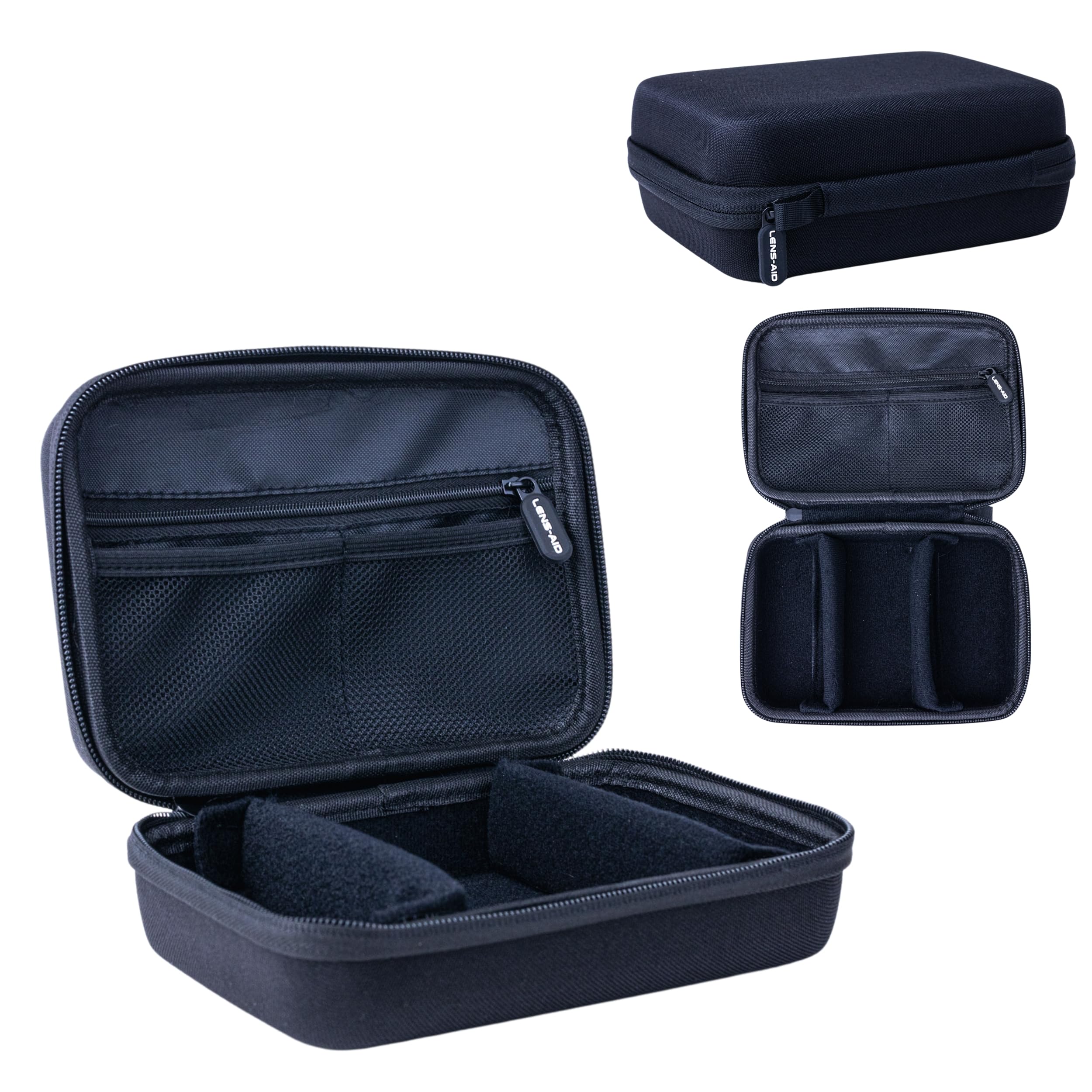 organizzatore per accessori fotocamera in black con tetti proteggenti